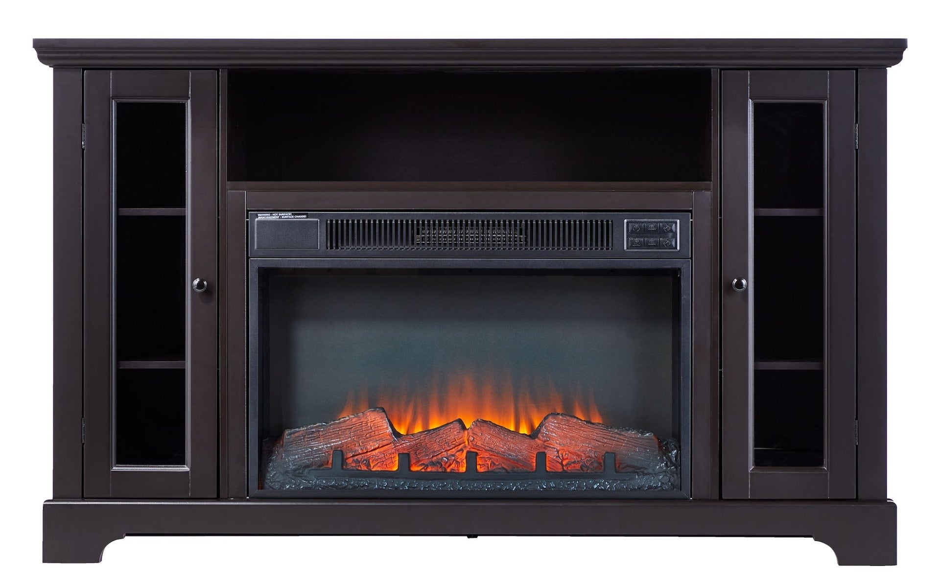 CANVAS Kingwood Media Elektro-Kamin-TV-Ständer, 57-in, 1500W, beinhaltet Fernbedienung, braun