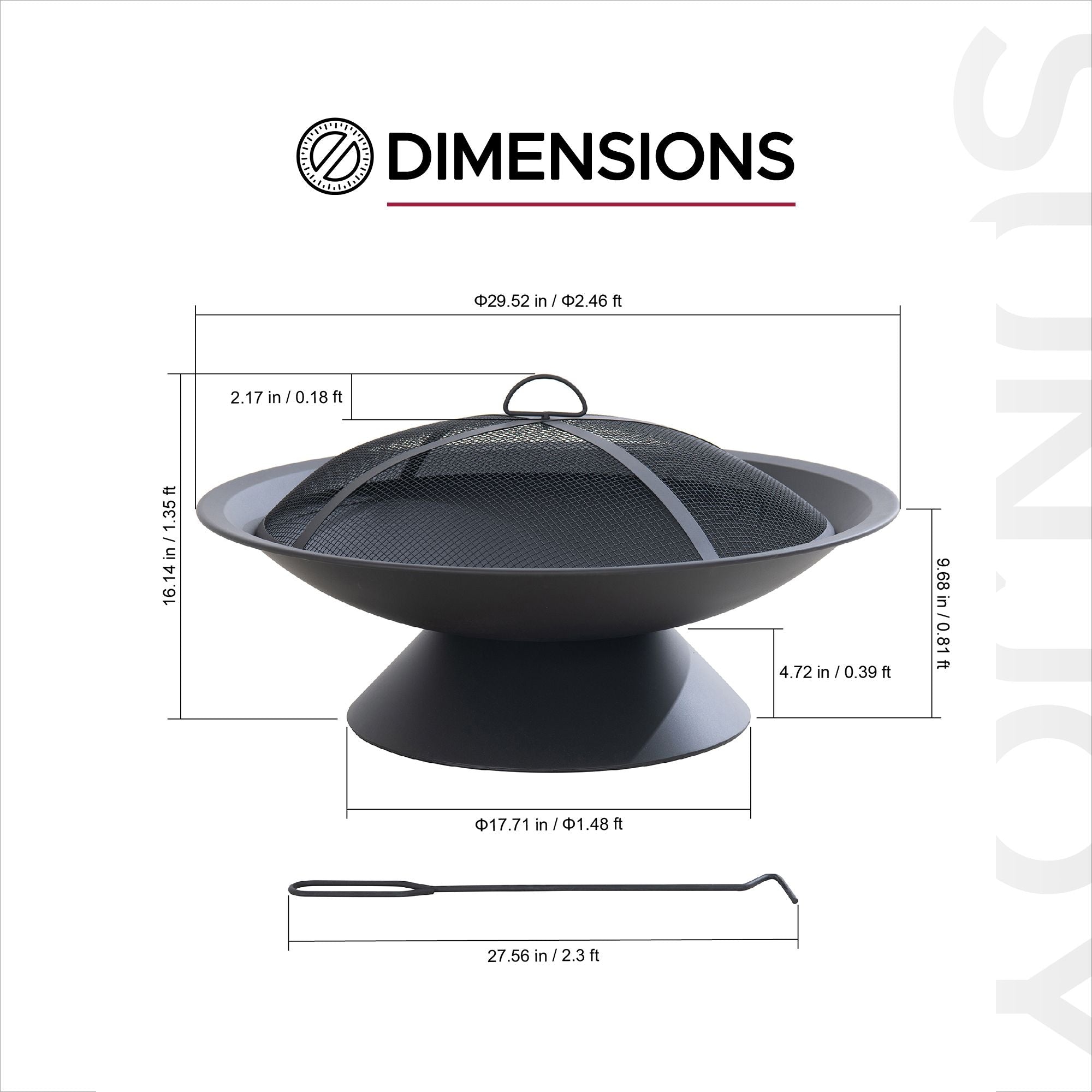 Sunjoy Genesee runde Feuerstelle, schwarz