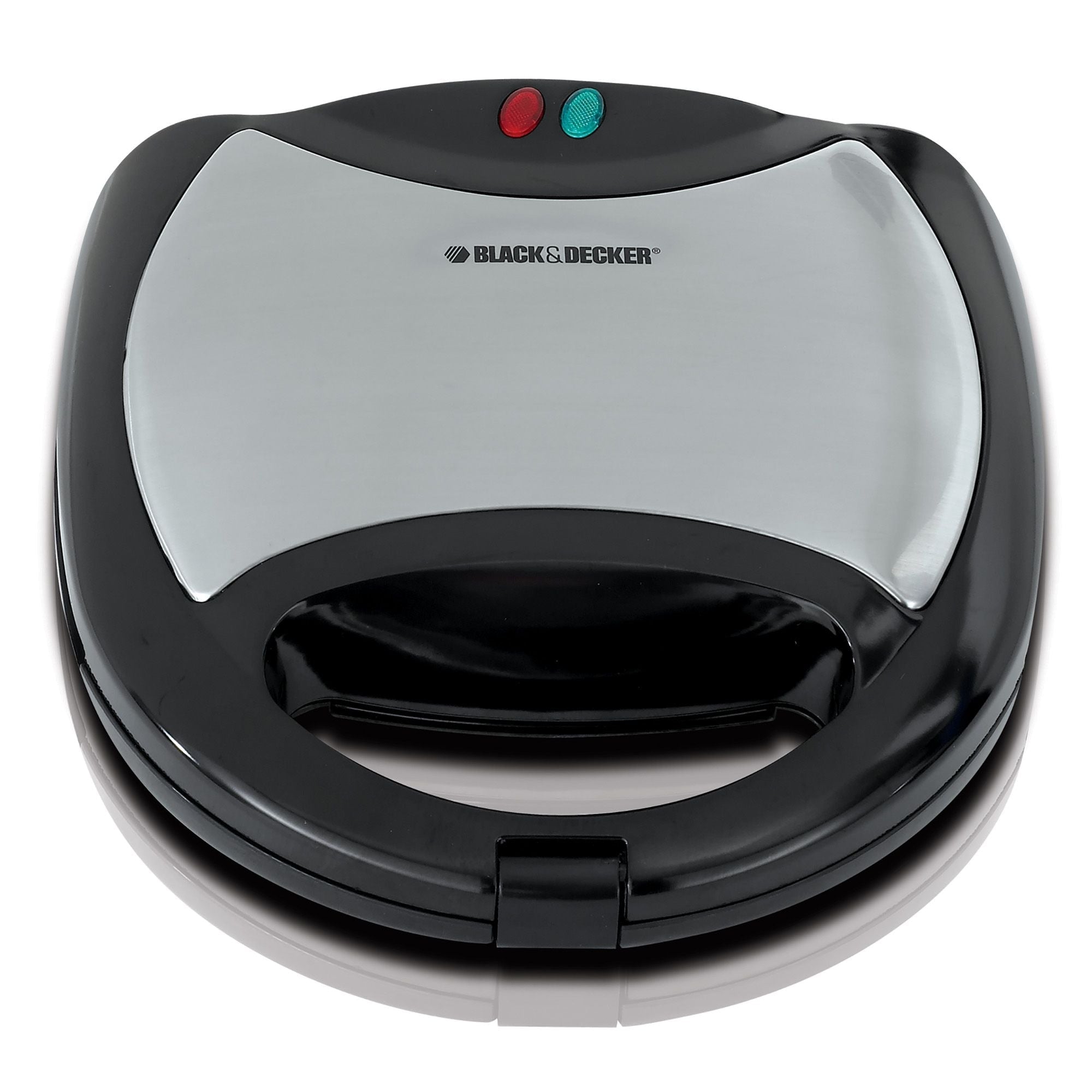 Black & Decker 4-in-1 runde kompakte Waffelmaschine mit auswechselbaren Platten und Anzeigeleuchten