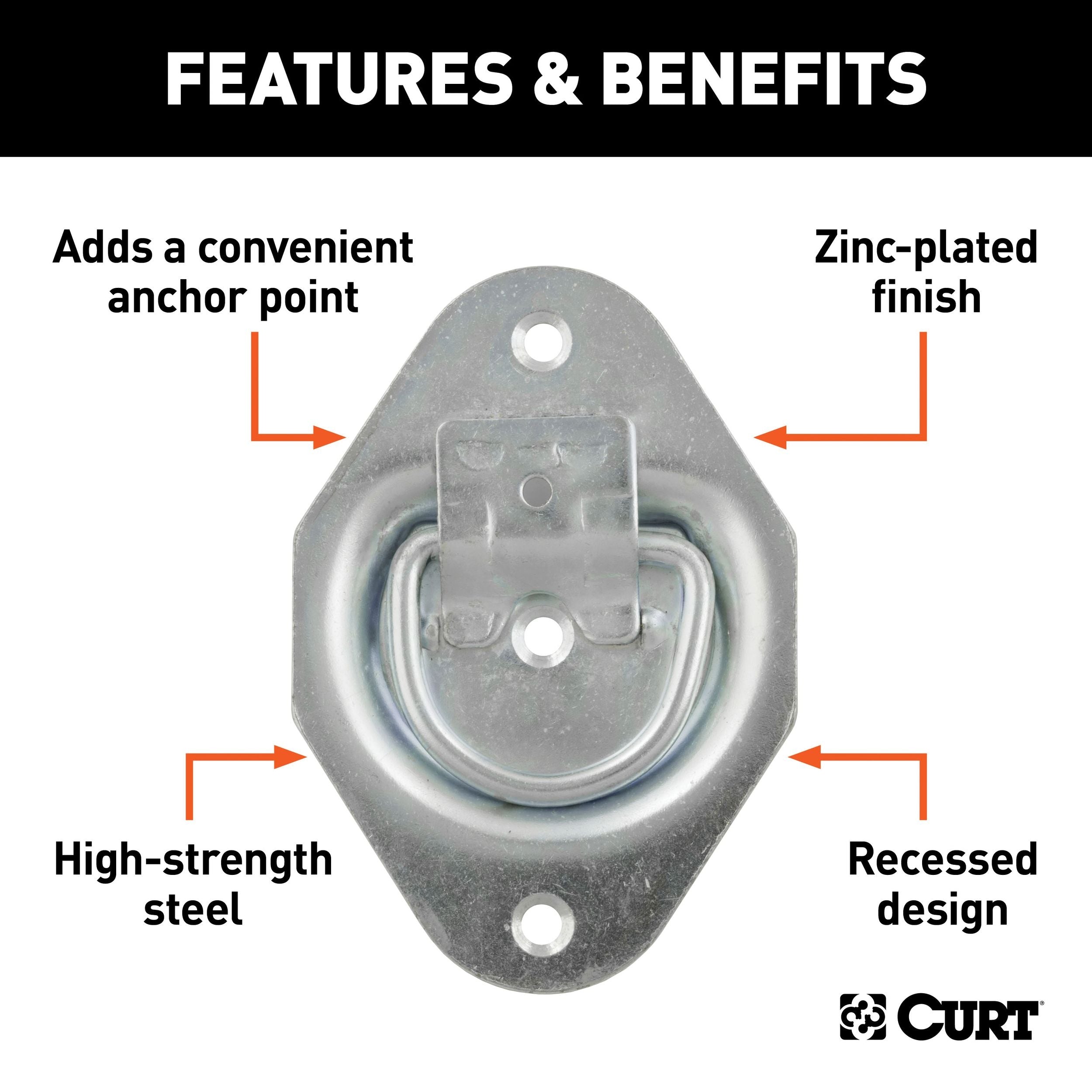 CURT 1-3/8-in x 1-7/8-in vertiefter Bindungsring (1200-lb, klares Zink)