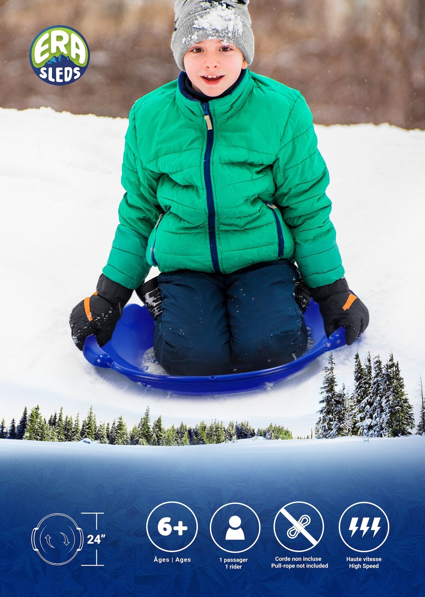 Spiral Kinder 1-Personen leichtes Plastik Winter Schnee Untertassen Schlitten / Rodel