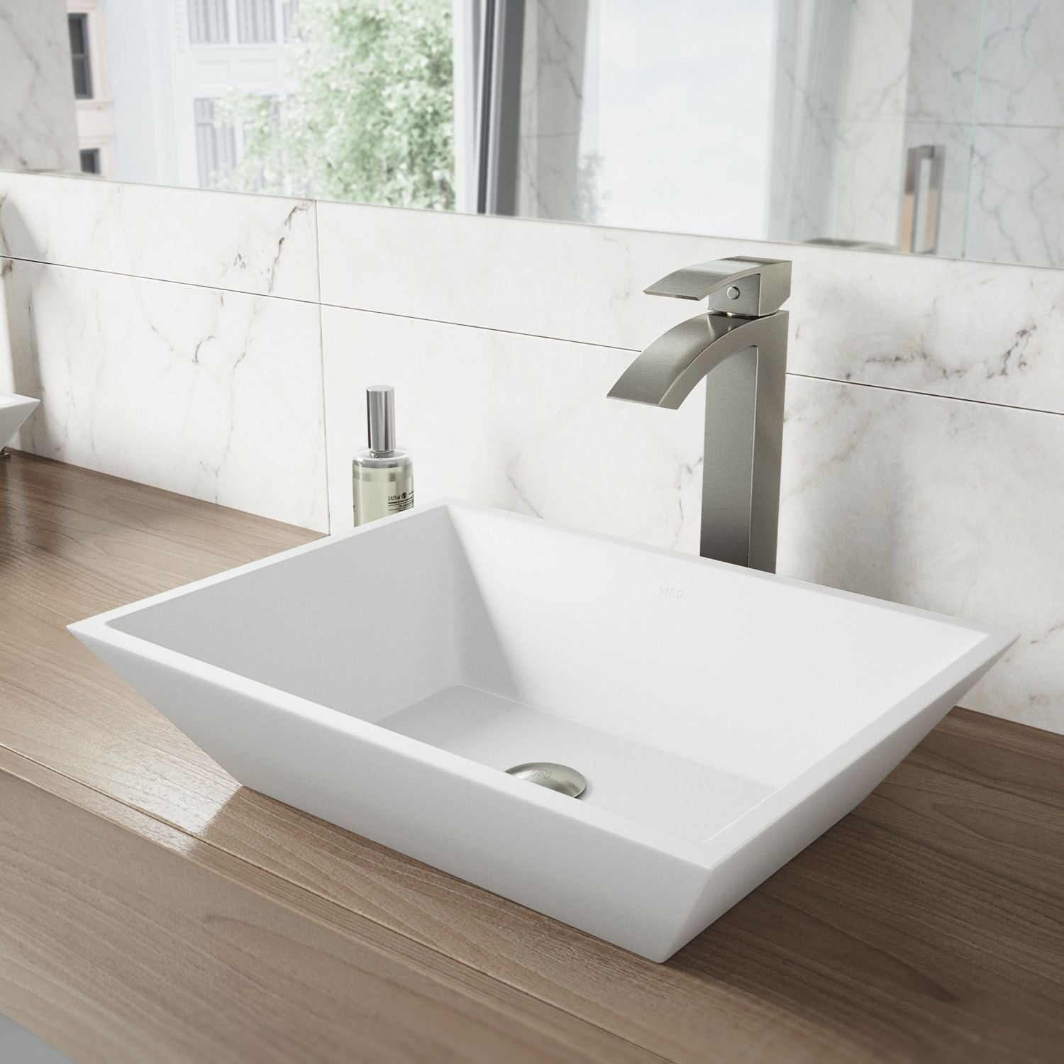 VIGO Vinca matte steingefäß badewanne mit tiefer schüssel, weiß