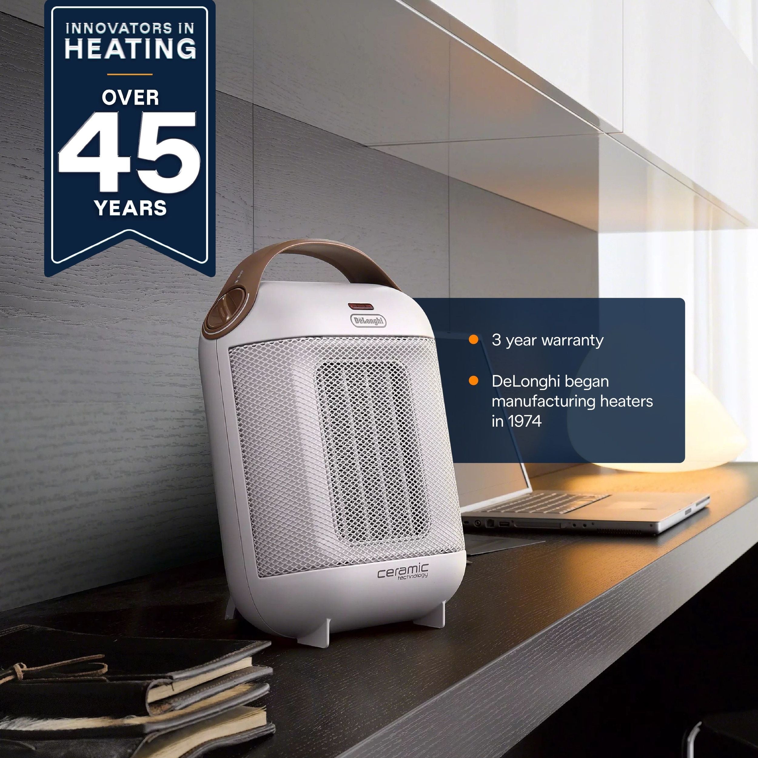 De'Longhi HFX30C15WCA Kapsel Keramiklüfterheizung, weiß