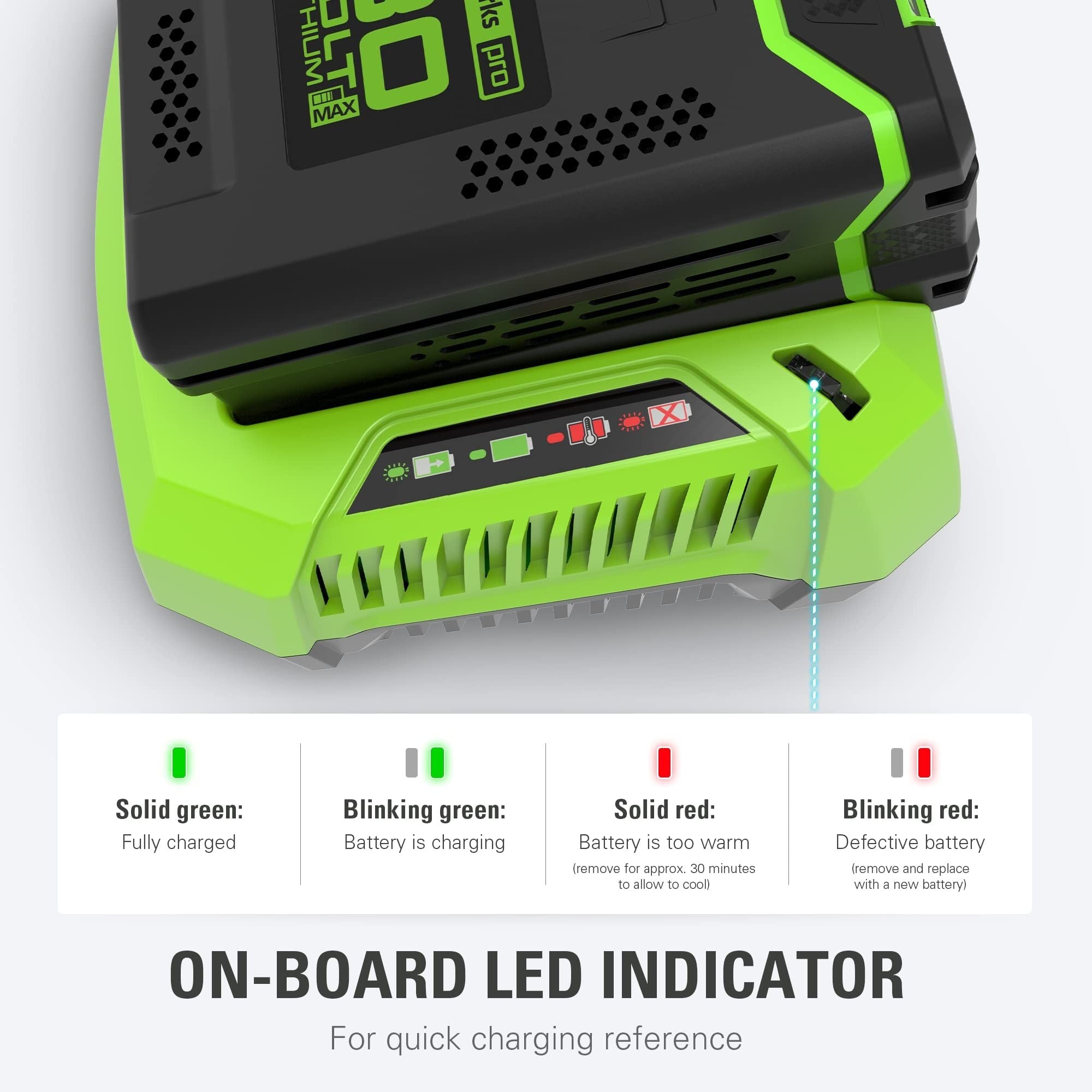 Greenworks PRO 80V 2Ah Lithium-Ionen-Batterieladegerät für CT#: 060-1706