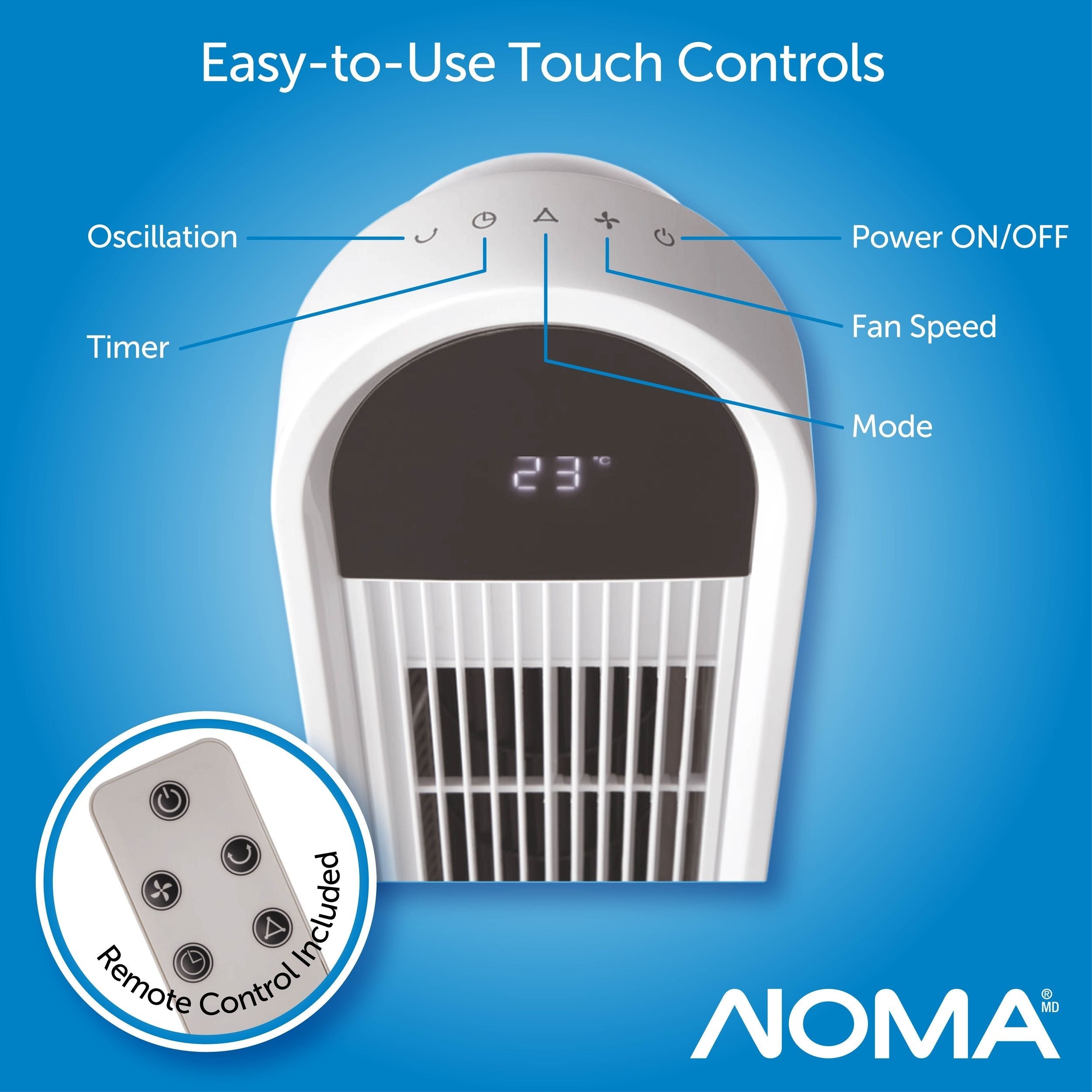 NOMA Schwingturmventilator, Fernbedienung, 3-Gang, weiß, 45-in