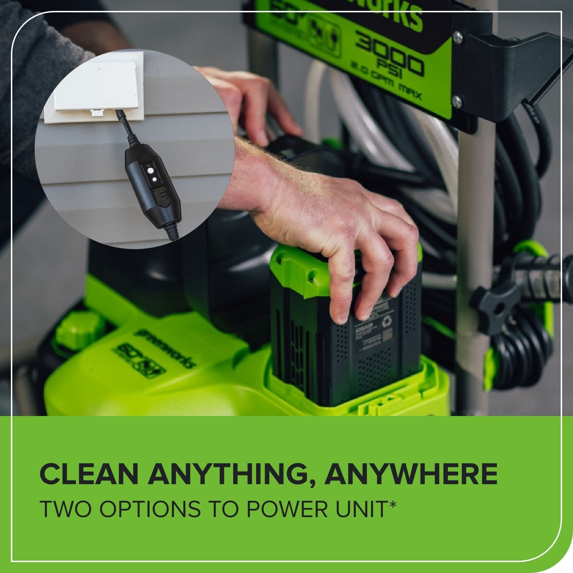 Greenworks 60V 3000PSI 2,0gpm Hybrid AC / DC Druckwaschmaschine, nur Werkzeug