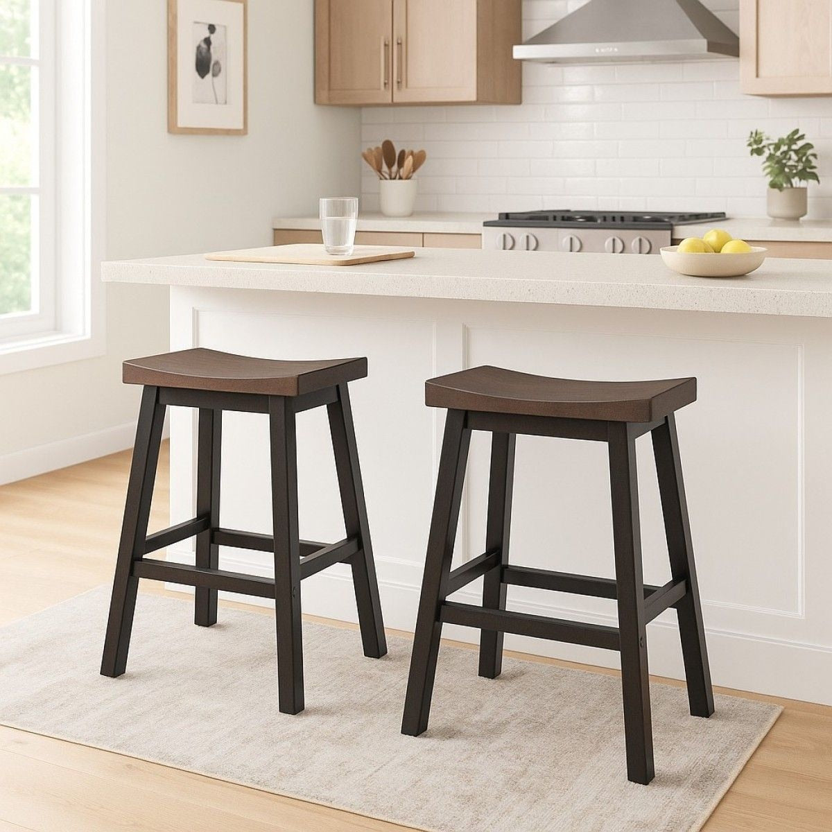 Brassex Arnoldeiche/dunkelgraue Theke/Barhocker mit Rückenlehne, 2-pc