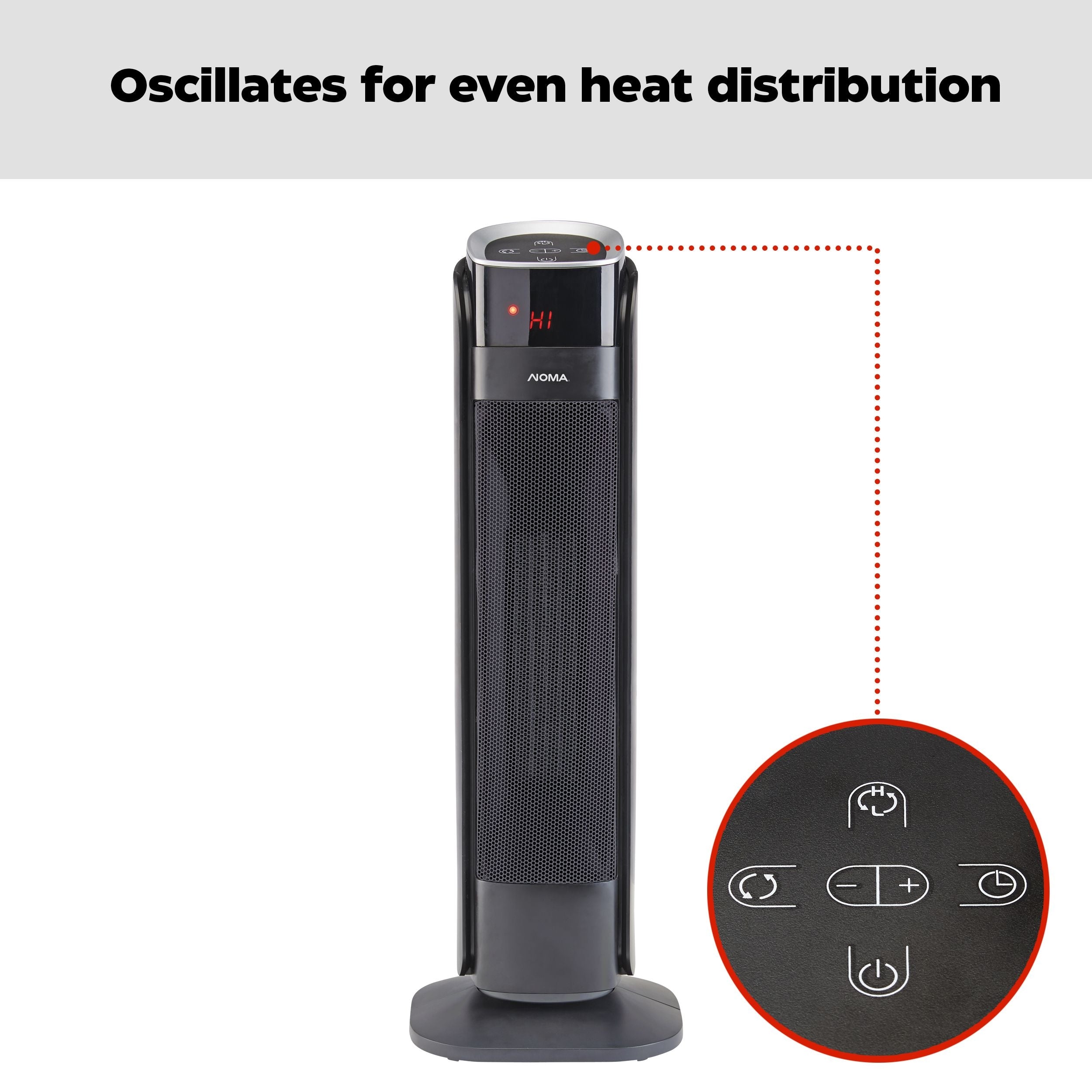 NOMA Schwingturmkeramikheizung mitFernsteuerung & Thermostat, 1500W, schwarz, 24-in
