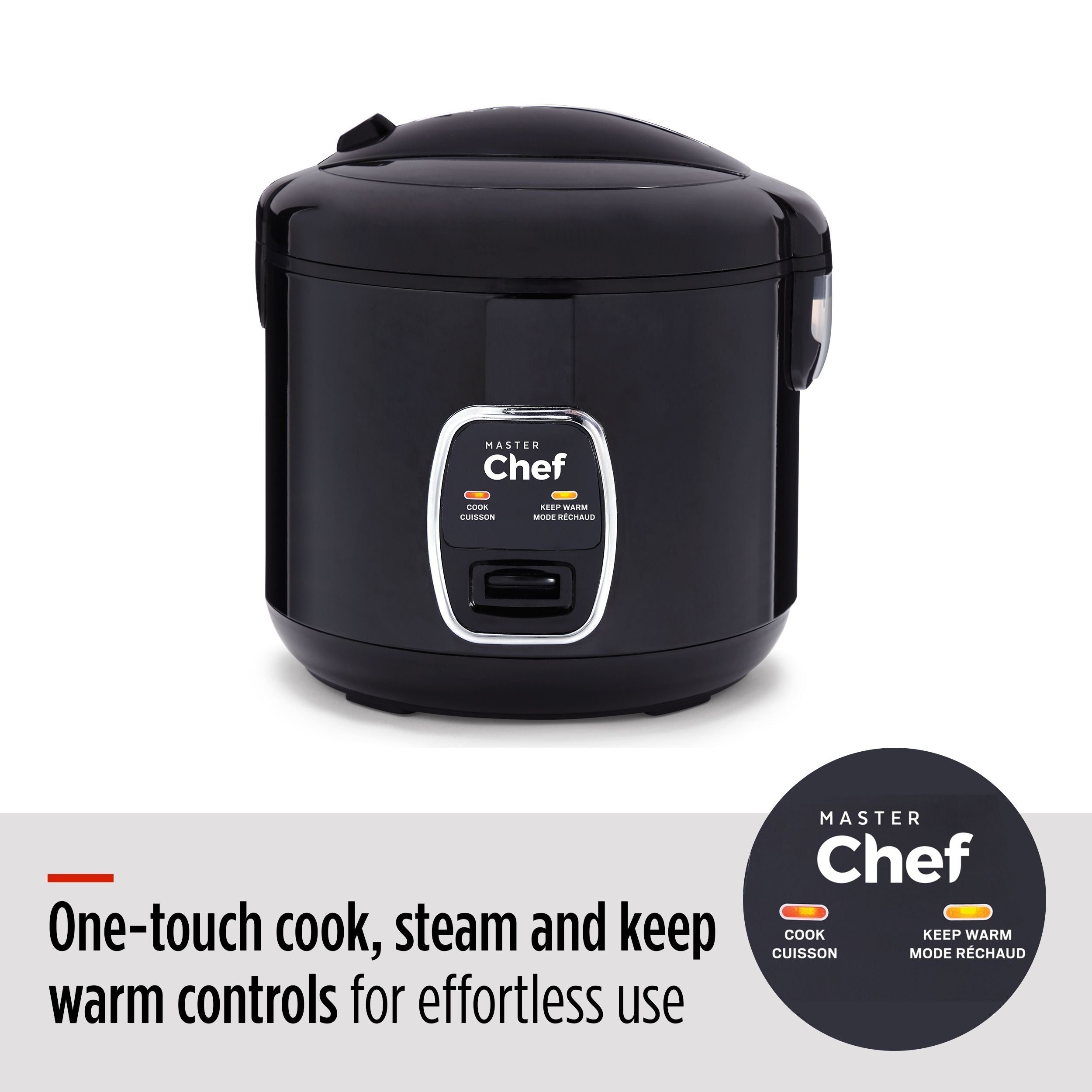 MASTER Chef One-Touch-Reiskocher & Dampfer, schwarz, 20 Tassen
