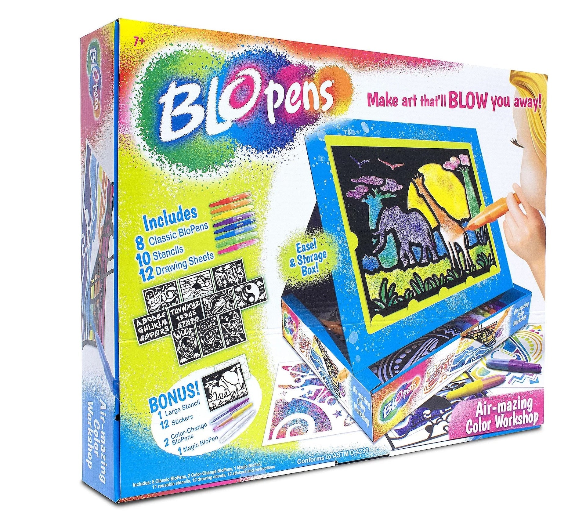 BloPen Air-Mazing-Farb-Workshop-Kit mit 10 Schablonen, ab 7 Jahren