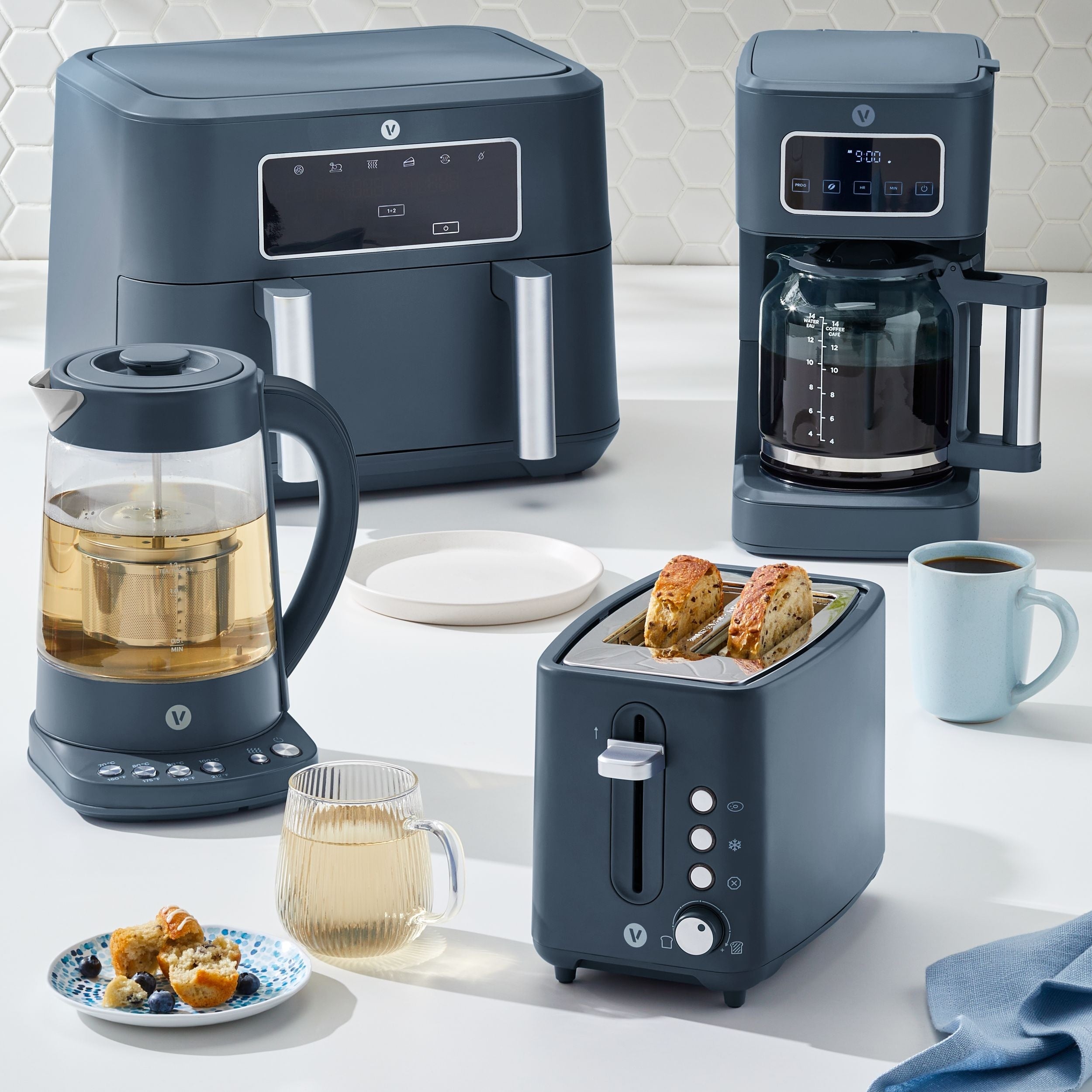 Vida by PADERNO Farbserie elektrischer variabler Temperatureinweichkessel, Blauflossenthun, 1,7-l