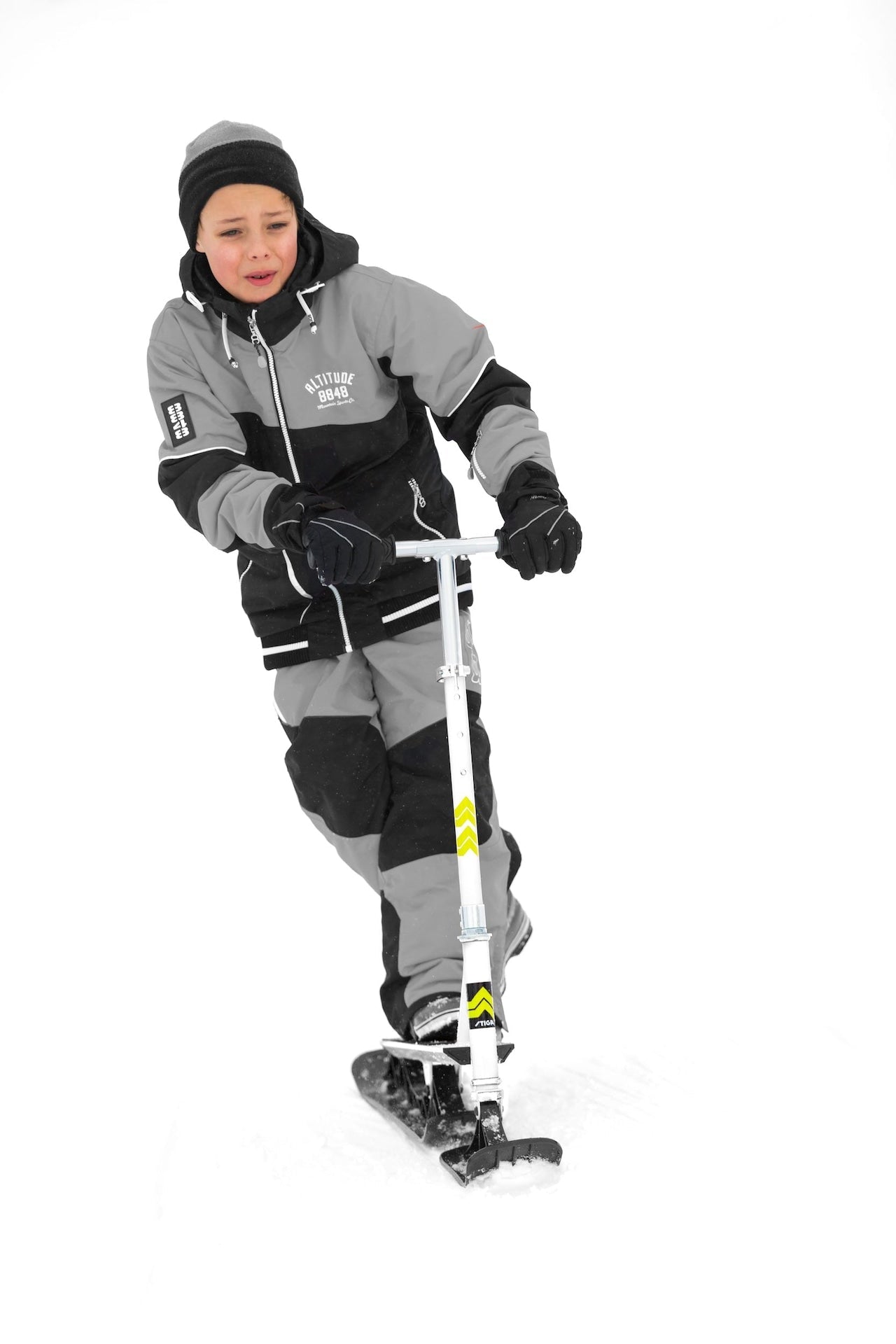 Stiga Schnee Kick Free Kinder Winter Schnee Ski Roller mit höhenverstellbarem Griff, ab 7 Jahren