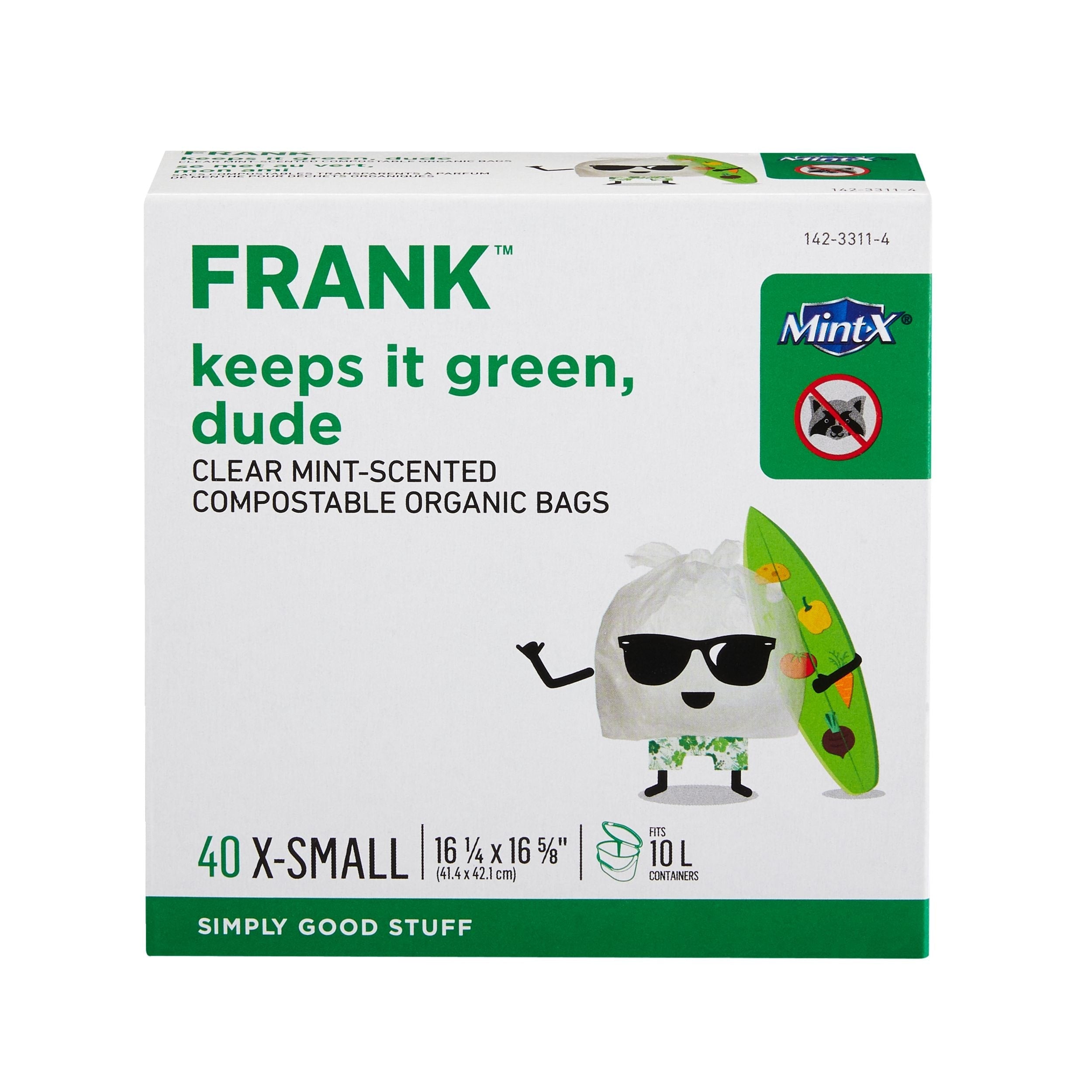FRANK extra-kleine organische Minze duftende kompostierbare Lebensmittelabfälle, 40-pk, klar, 10-L