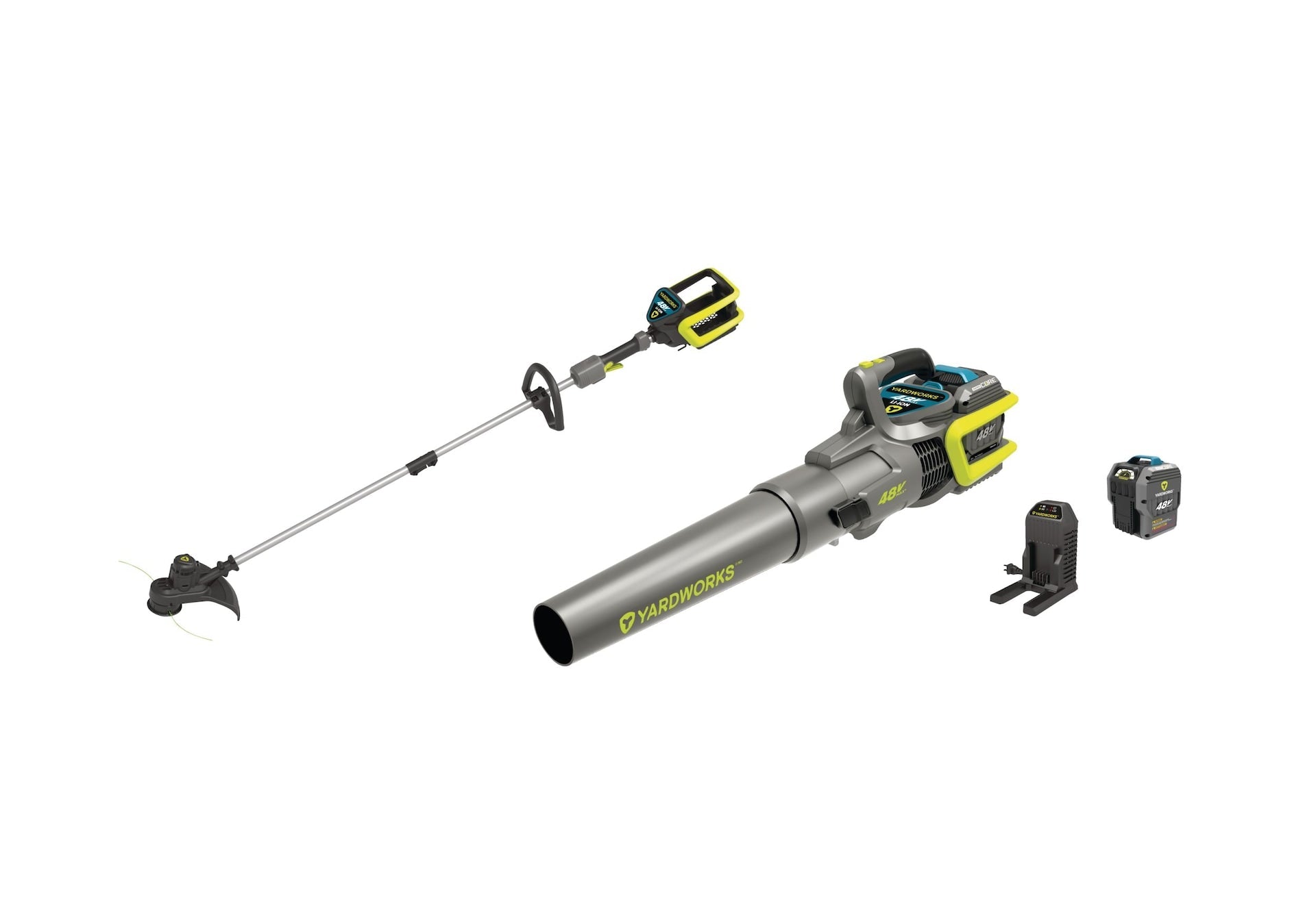 Yardworks 48 V schnurloses Blattgebläse & Trimmer Combo, 2 Ah Batterie enthalten