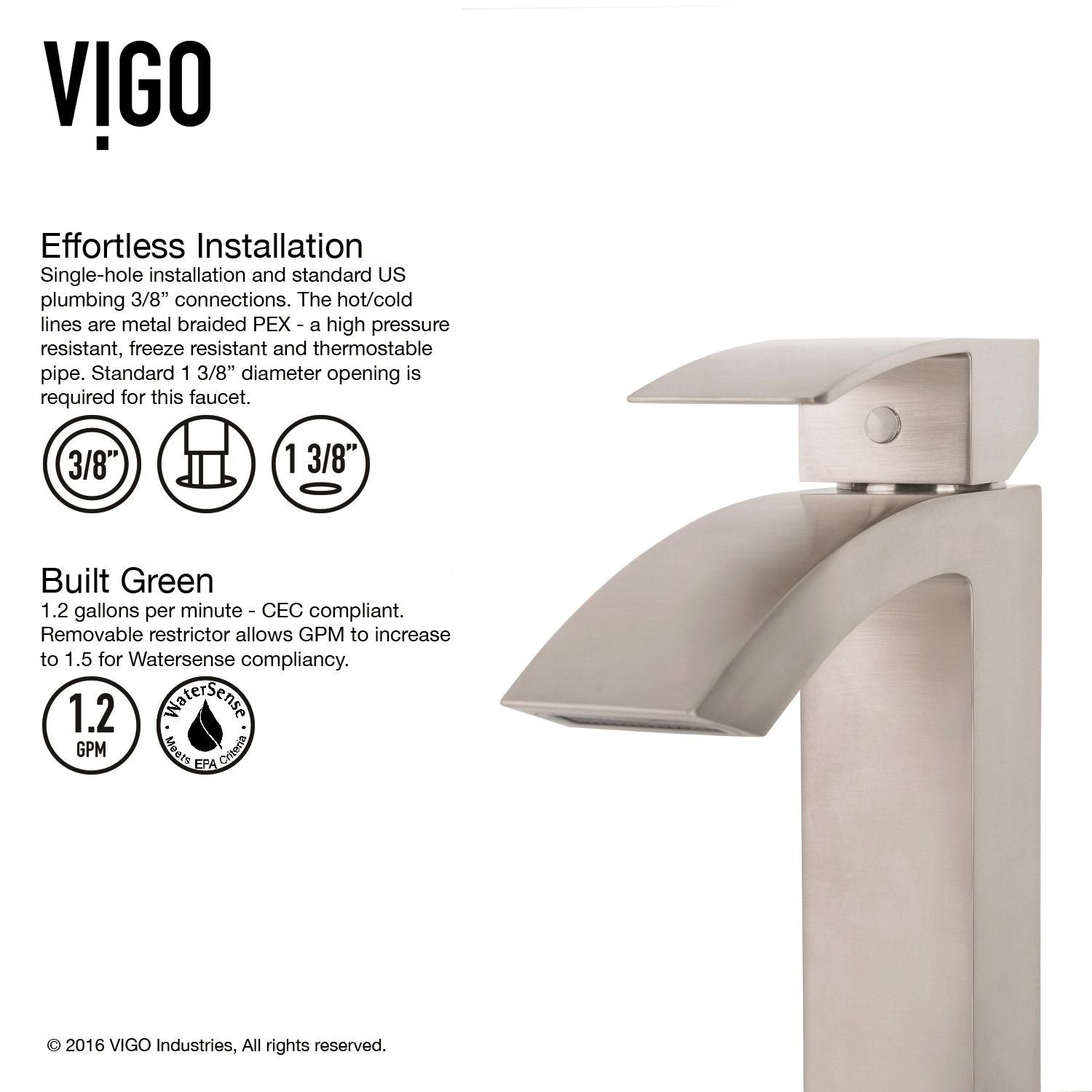 VIGO Duris Single-Handle Single-Loch Bad Waschbecken Armatur, Watersense zertifiziert, Chrom