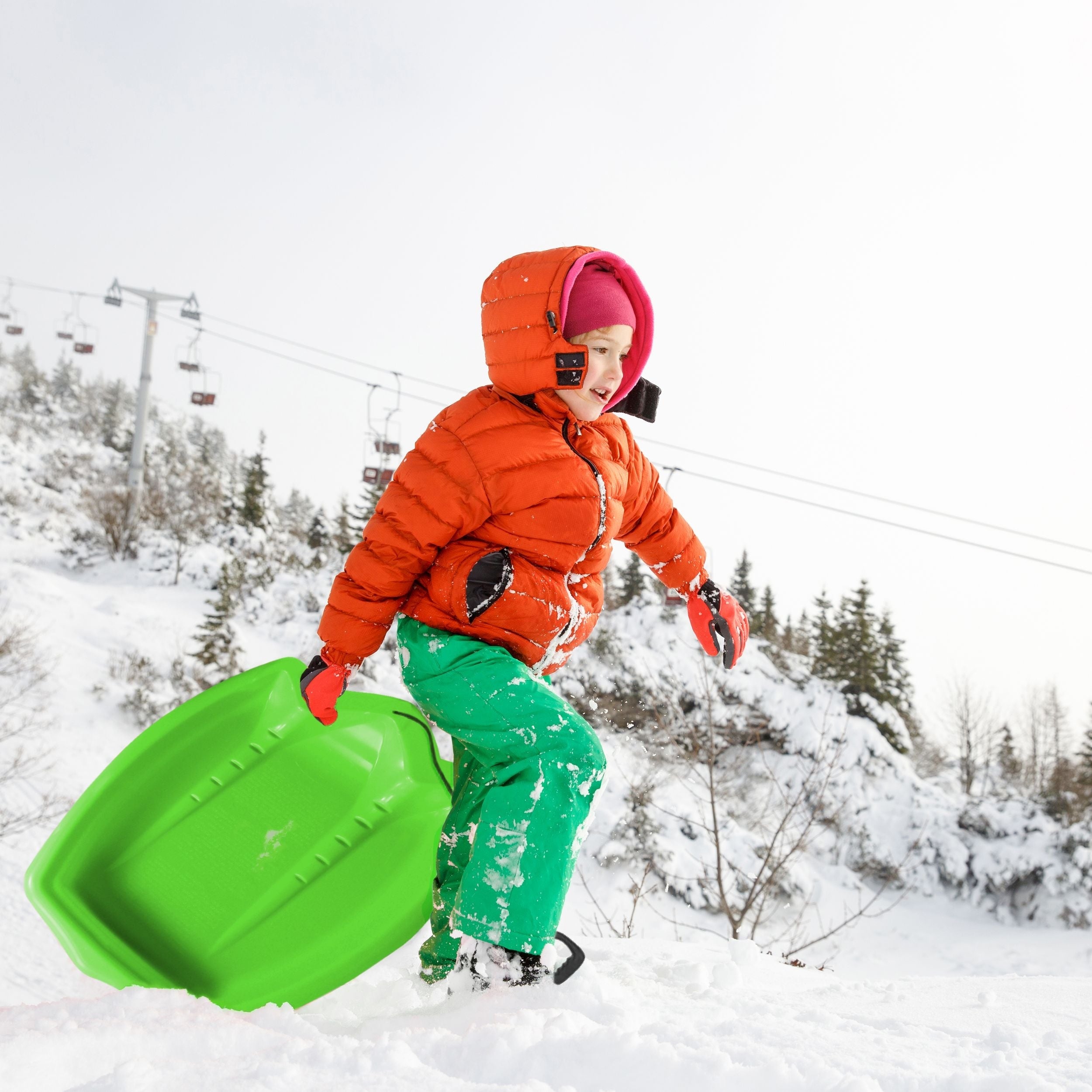 T-Rex Dinosaurier Pfoten Kinder 1-Personen-Plastik Winter Schneeschlitten / Rodel mit Schleppseil