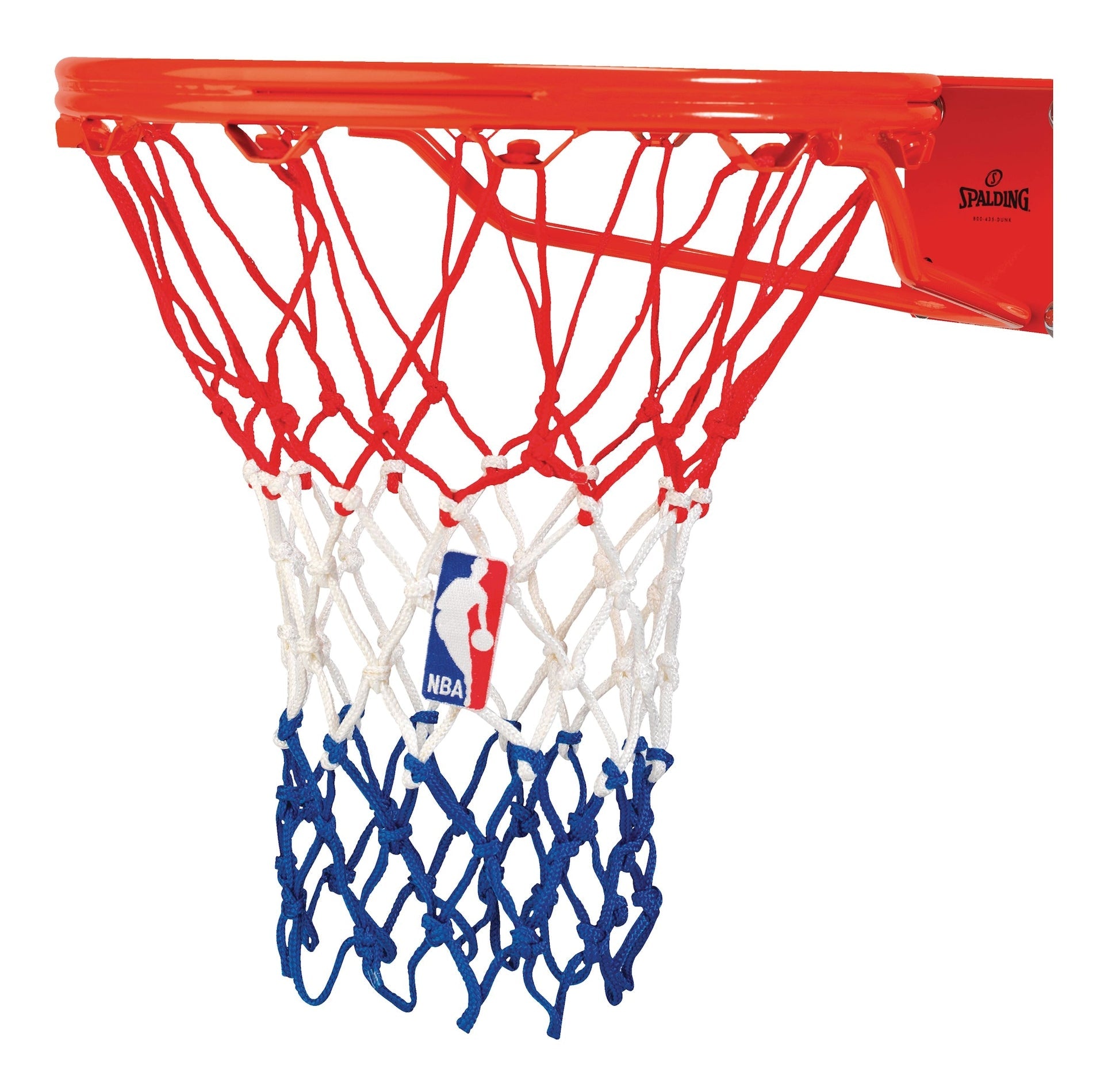 Spalding schweres Basketballnetz für Innen- und Außenbereich, Standard-Basketballnetz, rot/weiß/blau