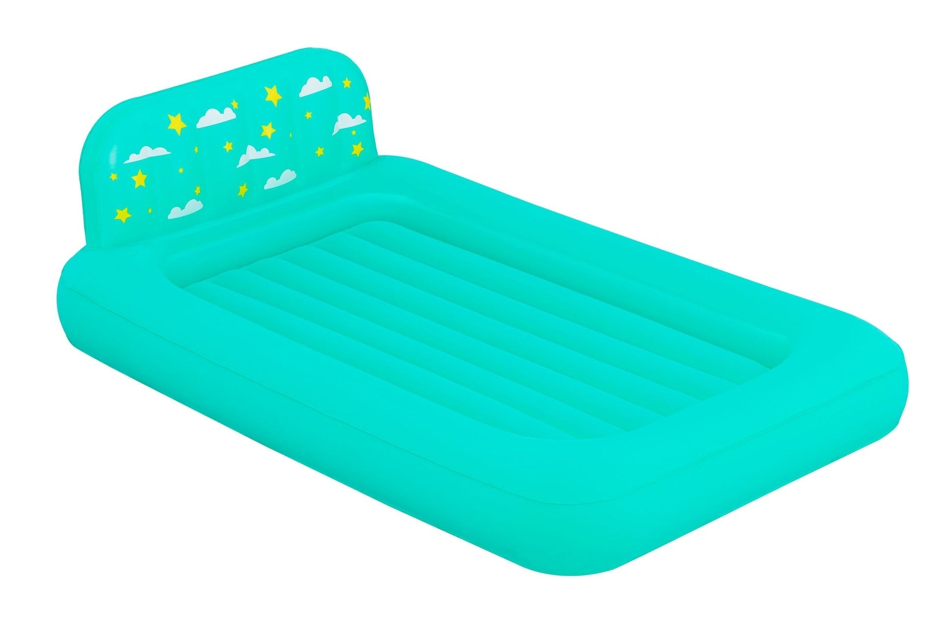 Outbound Kinder-Single-High-Airbed / Air-Matratze mit Kopfteil, blau