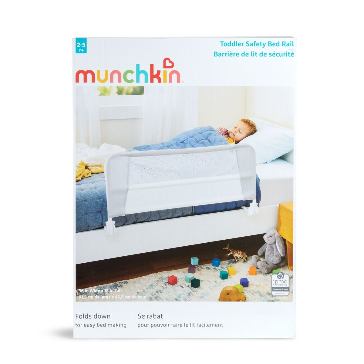 Munchkin Kleinkind-Sicherheitsbettschiene, keine Montage erforderlich, weiß