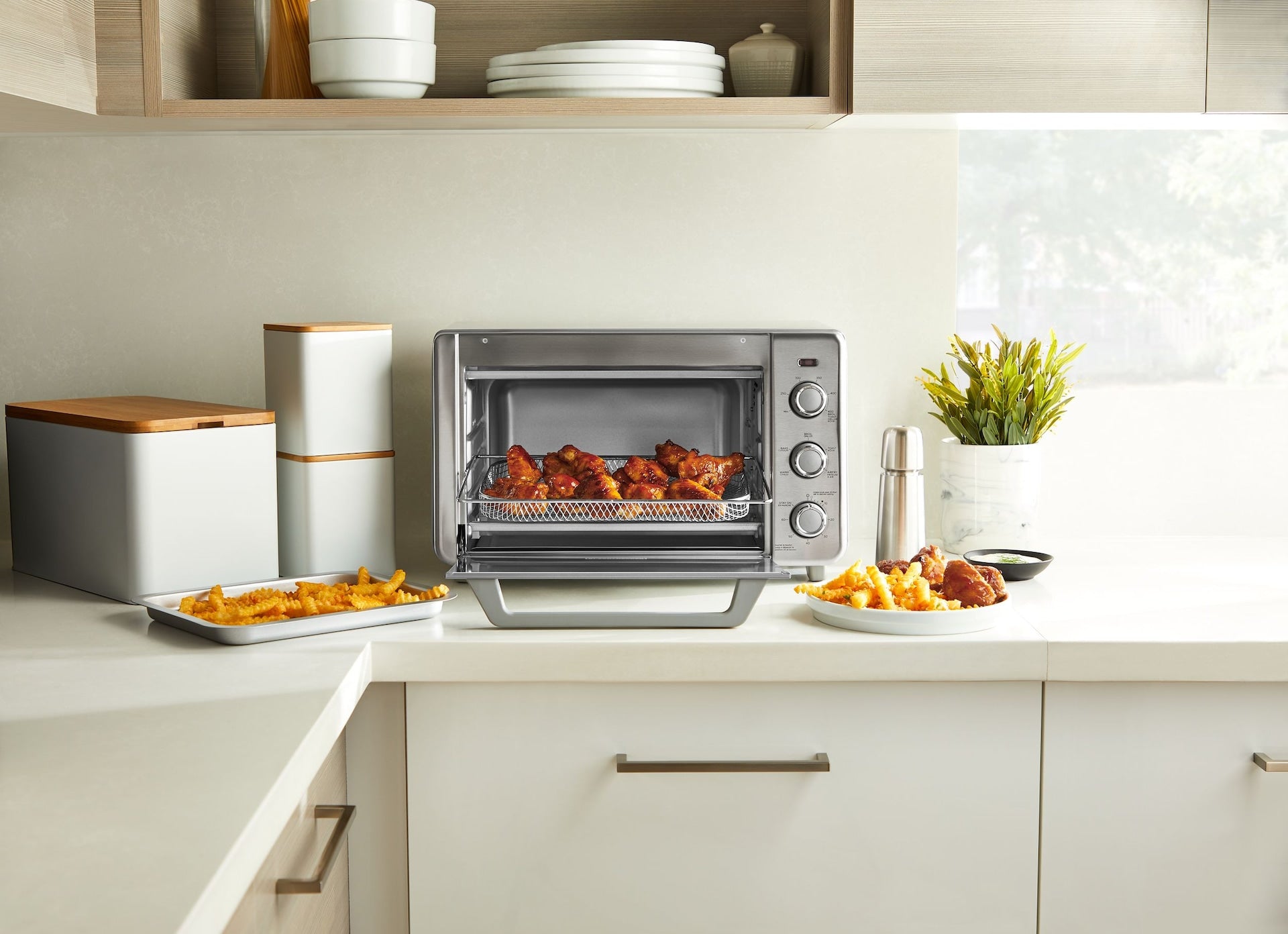 Black & Decker knusprige 'n backen 6-Scheiben Luft Fritteuse Toasterofen, Edelstahl, 5 Kochfunktionen