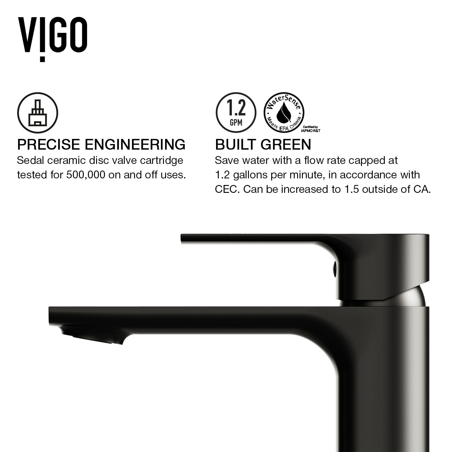 VIGO Davidson single handle single hole badezimmerspülenhahn, watersense zertifiziert, mattschwarz