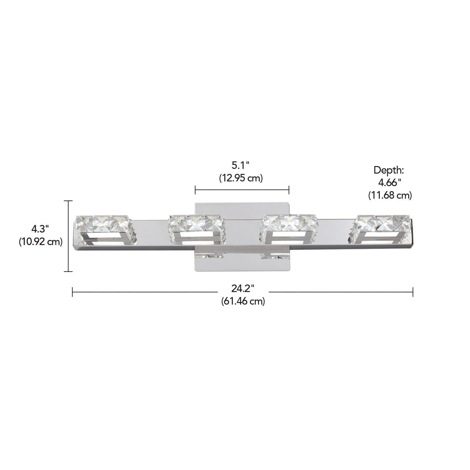 CANVAS Isabella 4-Licht Kristall Design-Lead Vanity Leuchte, Chrom