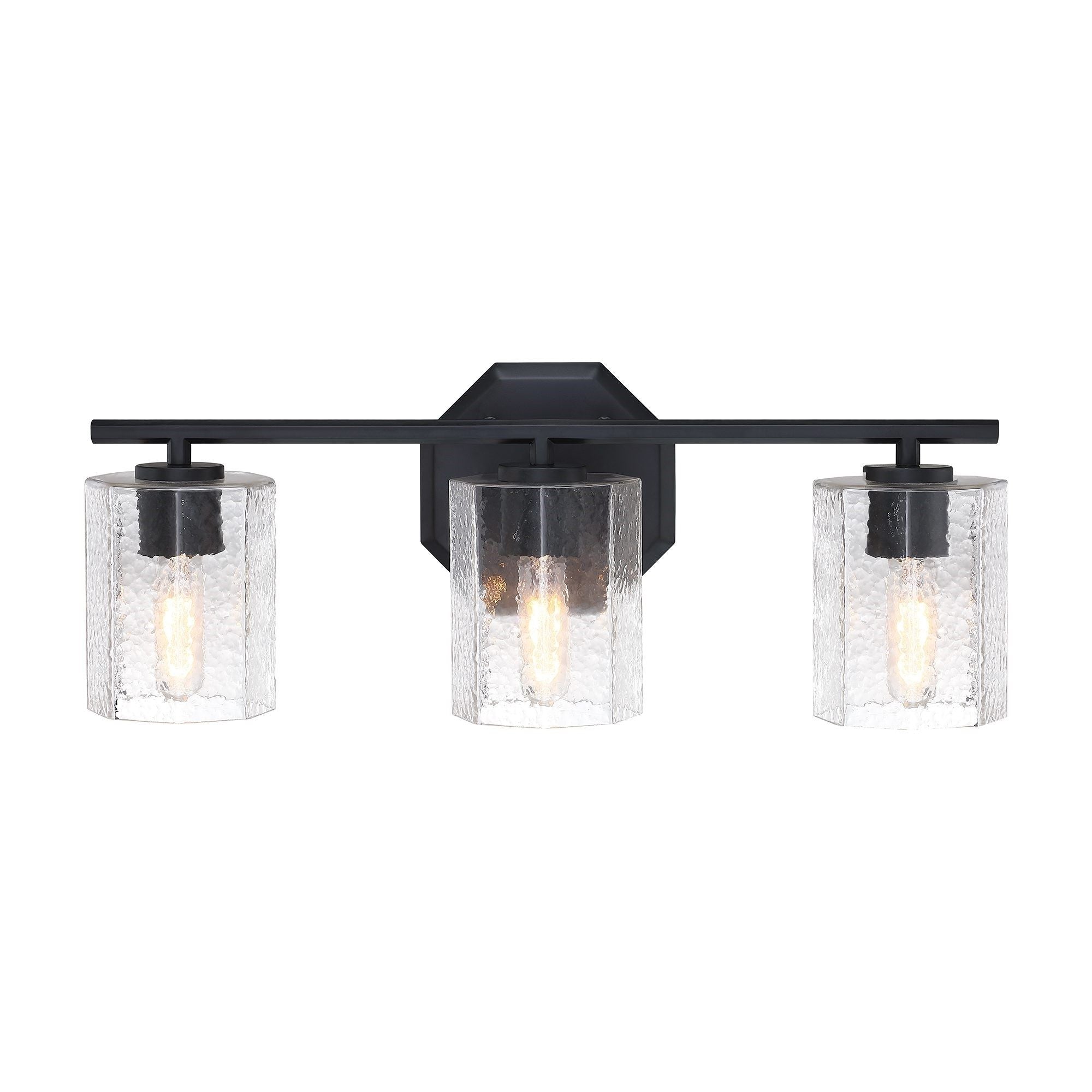 CANVAS Bridgewater 3-Licht-Scheibenleuchte mit gewelltem Glasschatten, schwarz