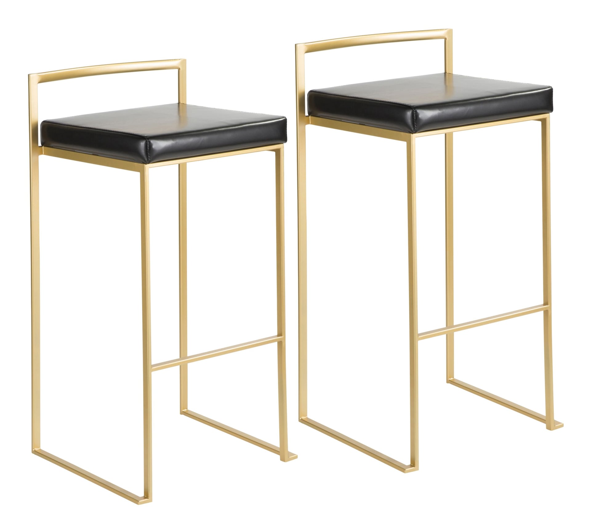 LumiSource fuji stapelbare PU Ledertheke/Barhocker (2-teiliges Set), Gold/Schwarz