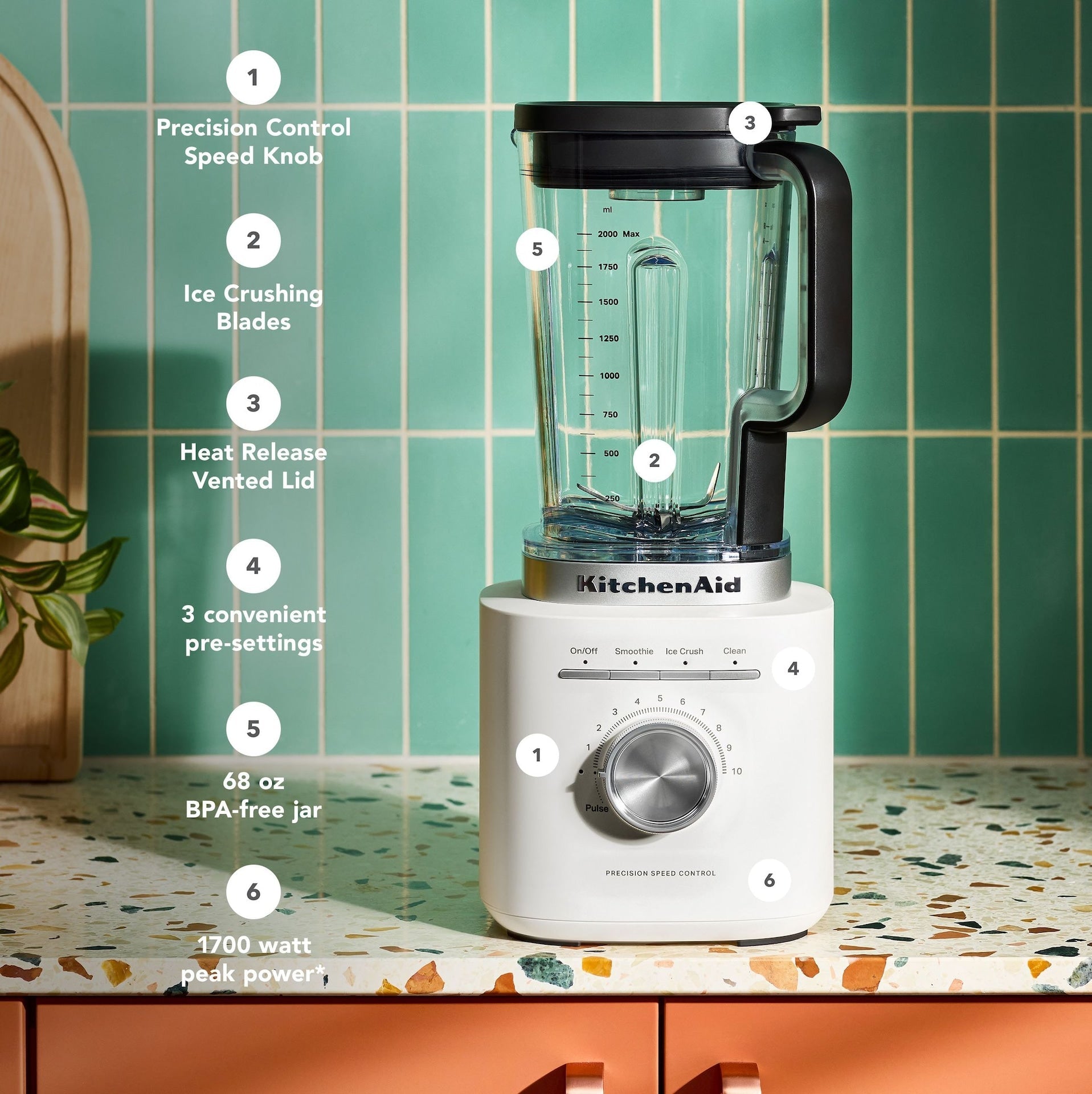 KitchenAid 10-Gang-Porzellan-Powermixer mit Bedienknopf