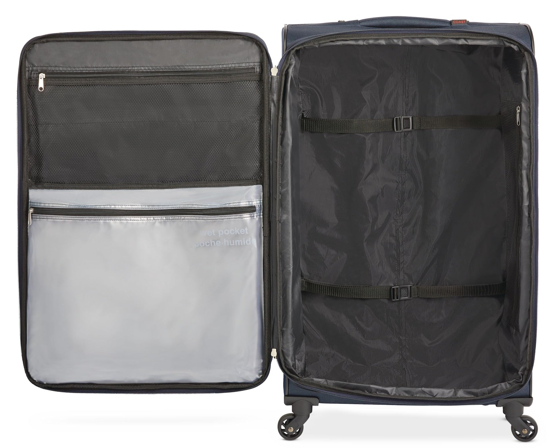 Outbound Coast Expandable Softside Spinner Wheel Reise 28-in Koffer, Nasstasche, blau