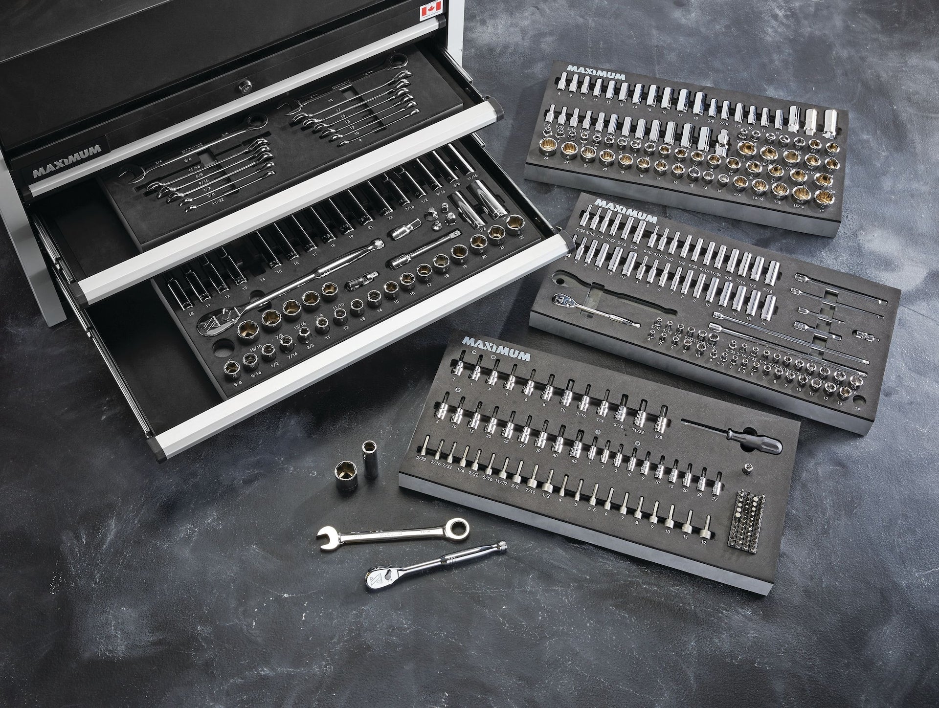 MAXIMUM Professionelles Steckdosenset, 346-pc, CRV, Nickel-Chrom-plattierung