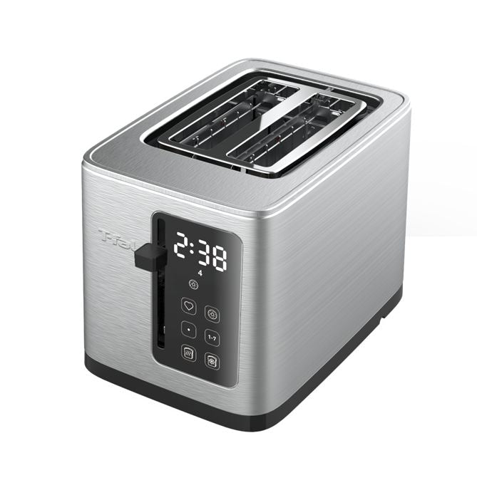 T-fal 2-Scheiben-Digital-Toaster aus Edelstahl, extra breite Schlitze, 7 Bräunungsstufen