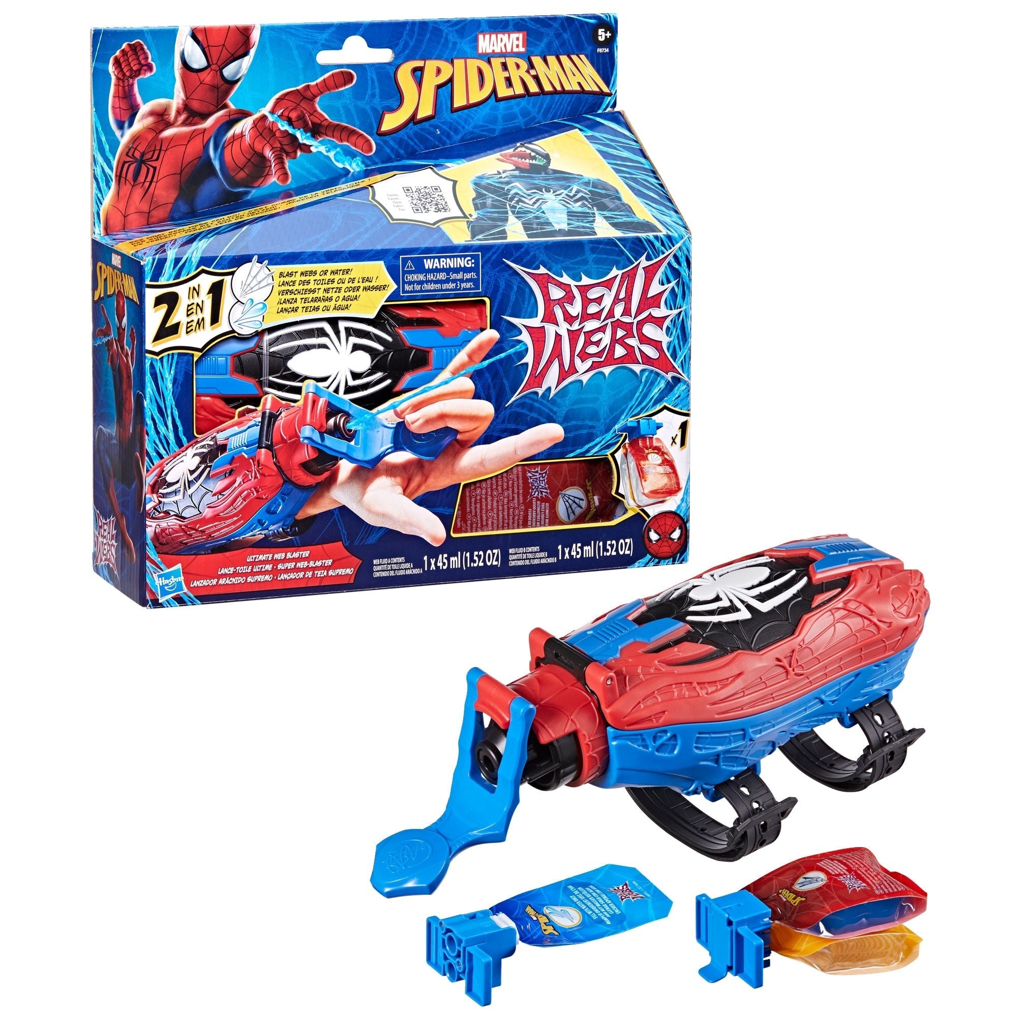 Marvel Spider-Man Real Webs Ultimate Web Blaster, 2-in-1-Blaster, Rollenspielspielzeug