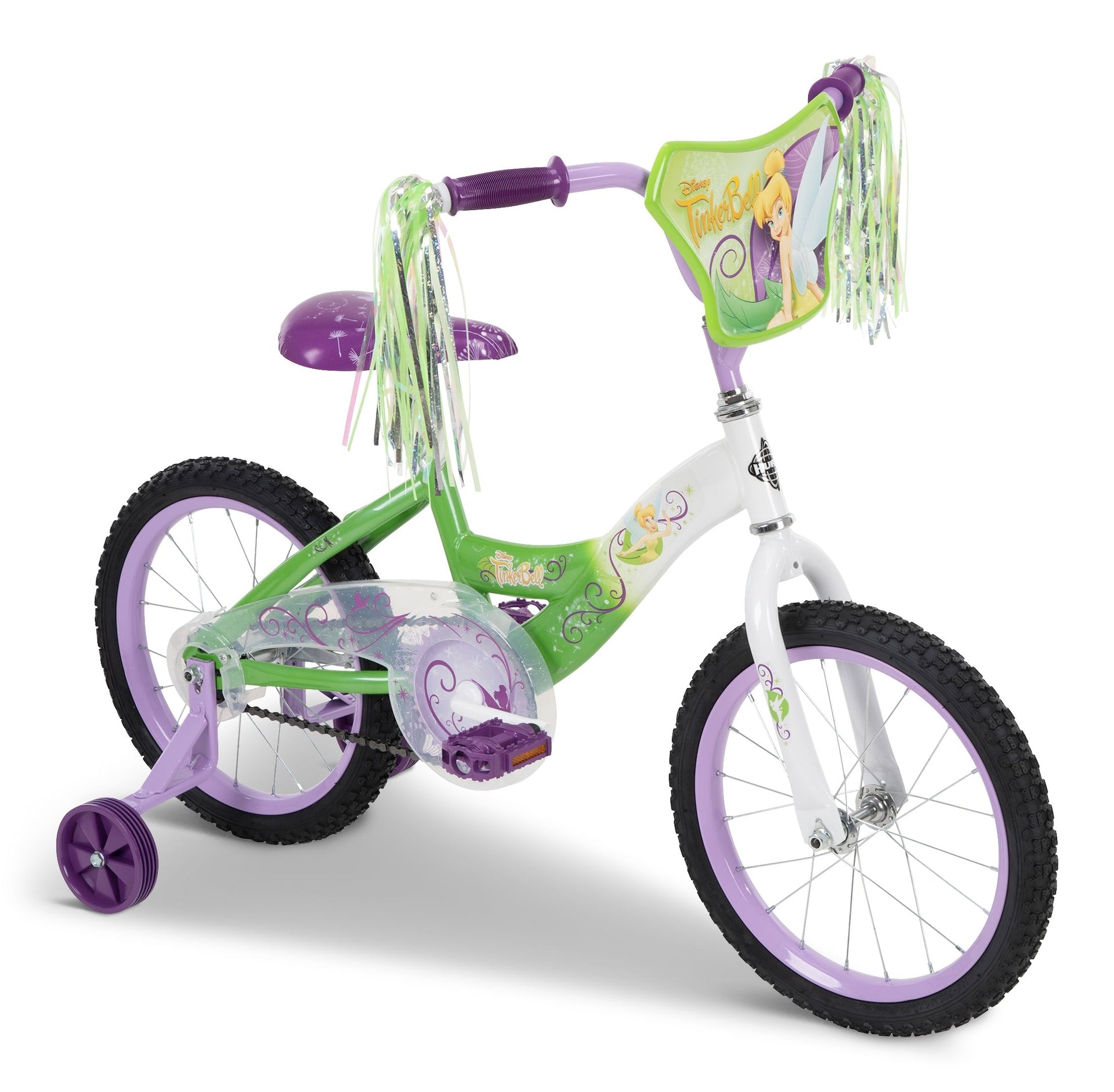 Disney Tinkerbell-Kinderfahrrad, 16-Zoll-Rad, weiß/grün