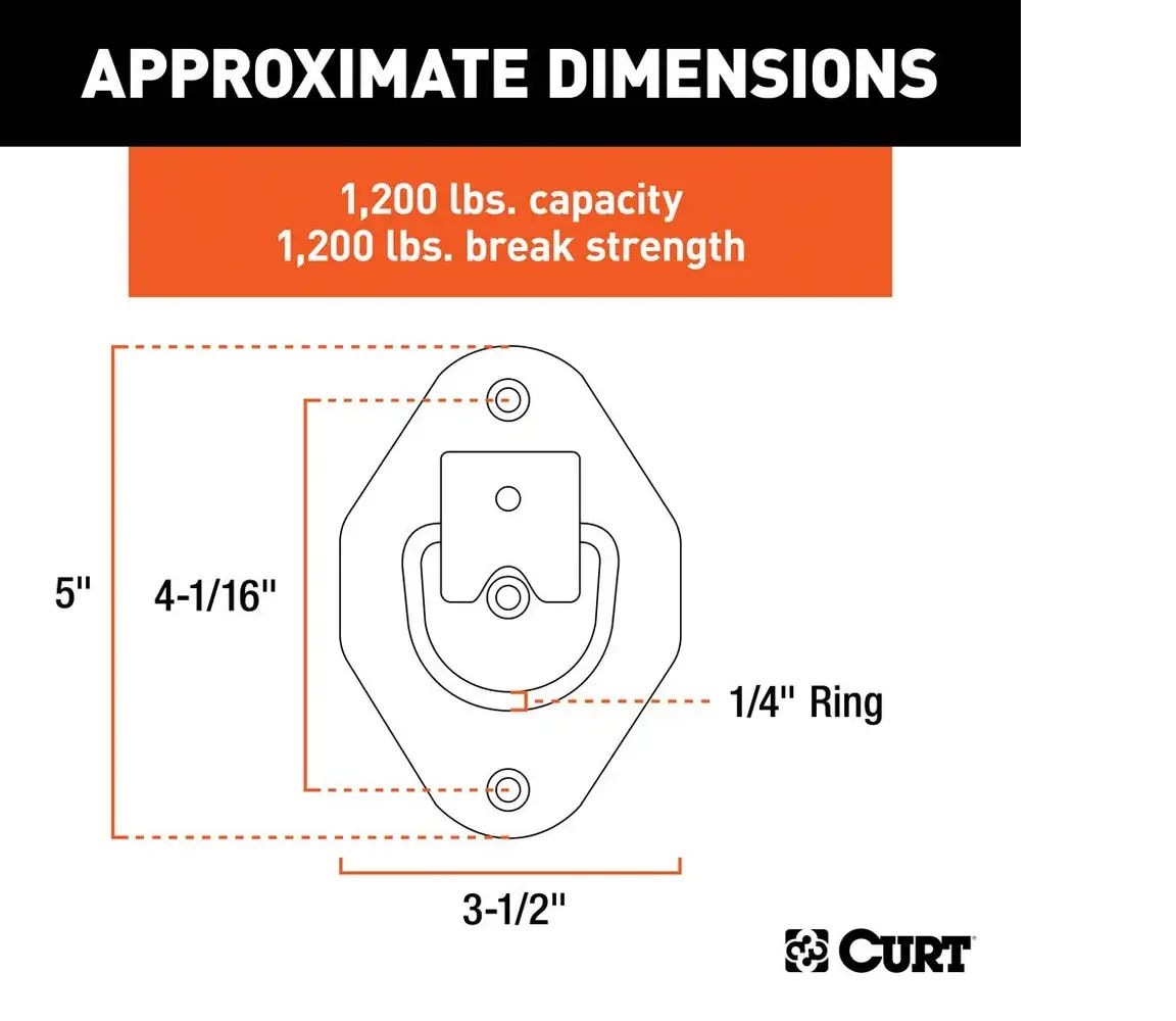 CURT 1-3/8-in x 1-7/8-in vertiefter Bindungsring (1200-lb, klares Zink)