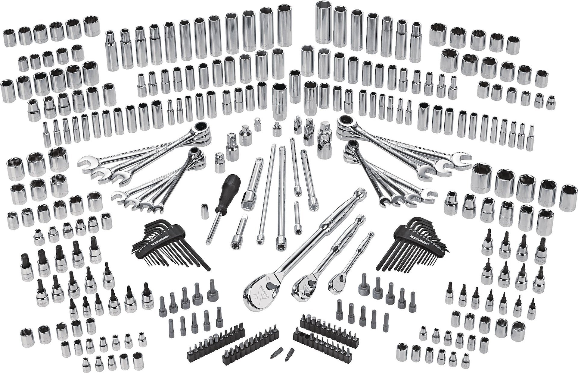 MAXIMUM Professionelles Steckdosenset, 346-pc, CRV, Nickel-Chrom-plattierung