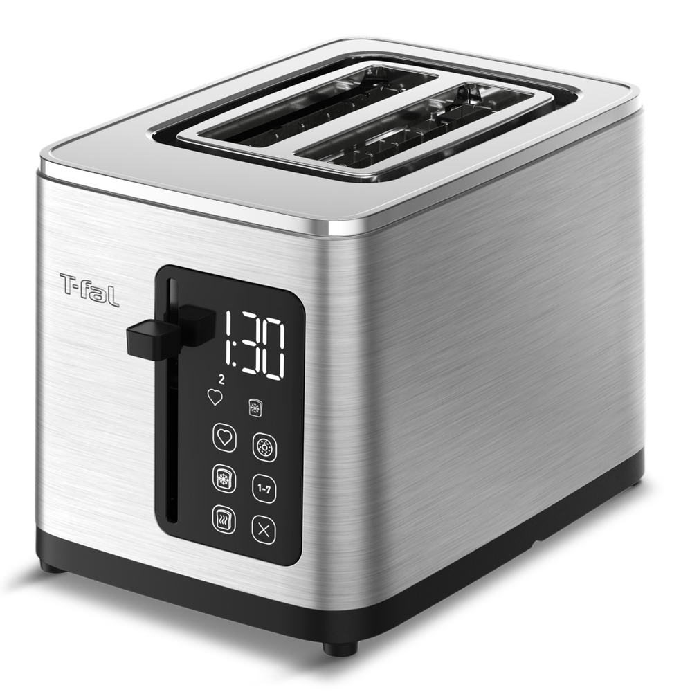T-fal 2-Scheiben-Digital-Toaster aus Edelstahl, extra breite Schlitze, 7 Bräunungsstufen