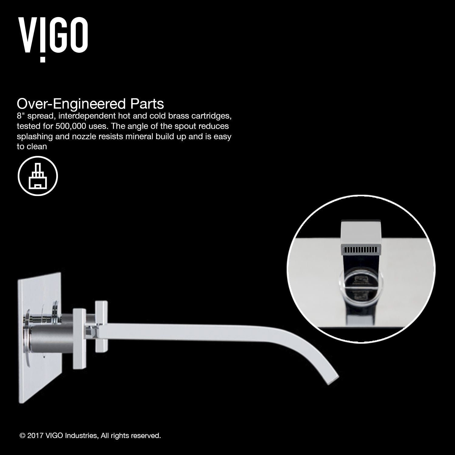 VIGO titus Wand montiert Dual-Handgriff Badezimmer Waschbecken Wasserhahn, umweltfreundlich 1,2 GPM Durchflussrate, Chrom