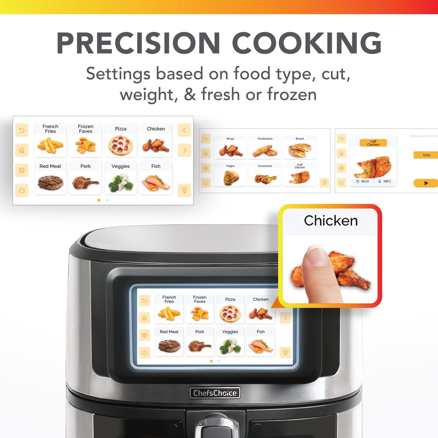 Chef'sChoice Luftfritteuse mit TFT Touchscreen Display, 7-qt