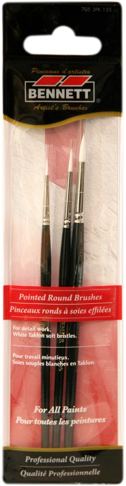Bennett Professionelle Künstler spitzte runde Spitze Pinsel, 3-pk
