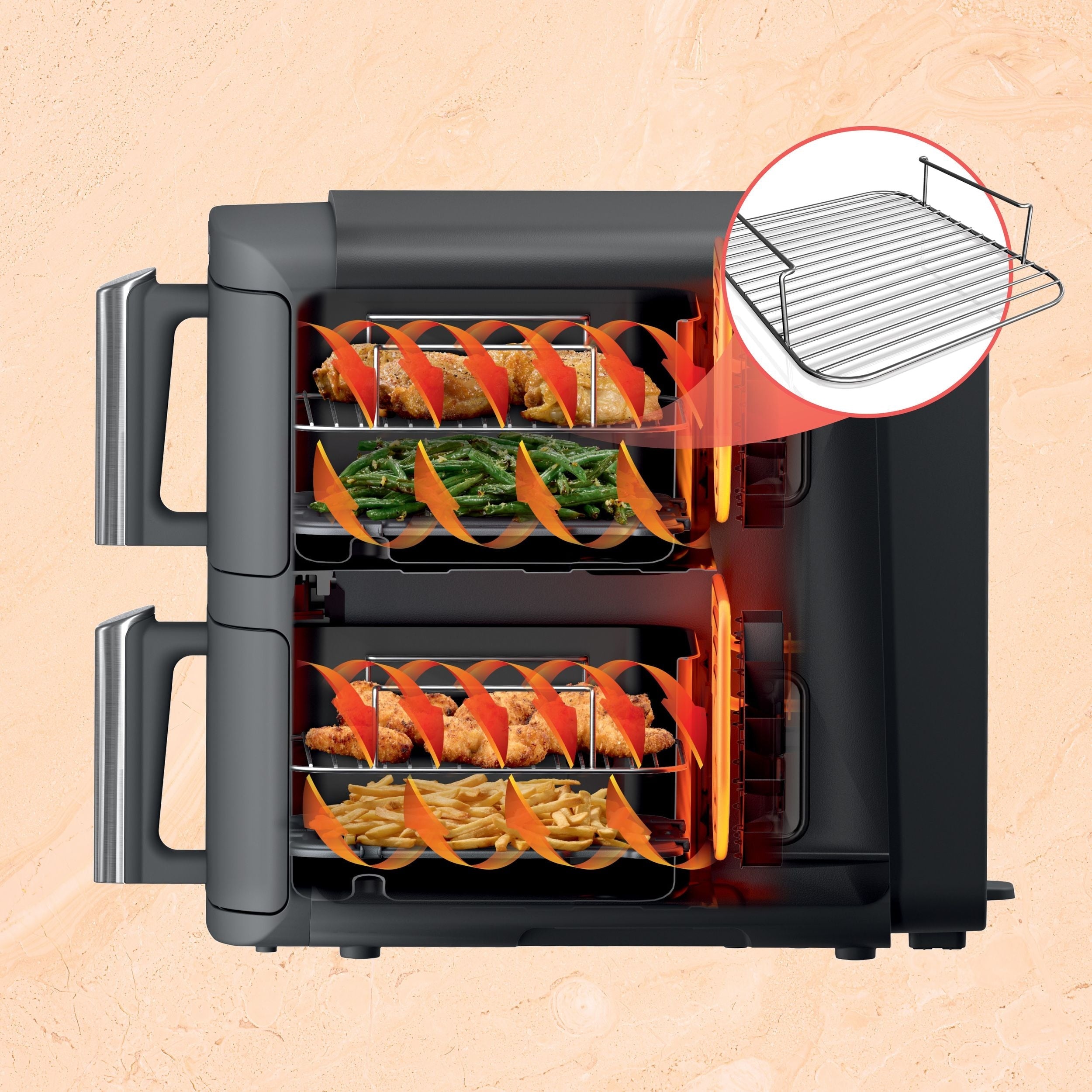 Ninja Doublestack XL Multi-Rack-Luftfritteuse mit 2 Körben & 6 Funktionen, 10-qt