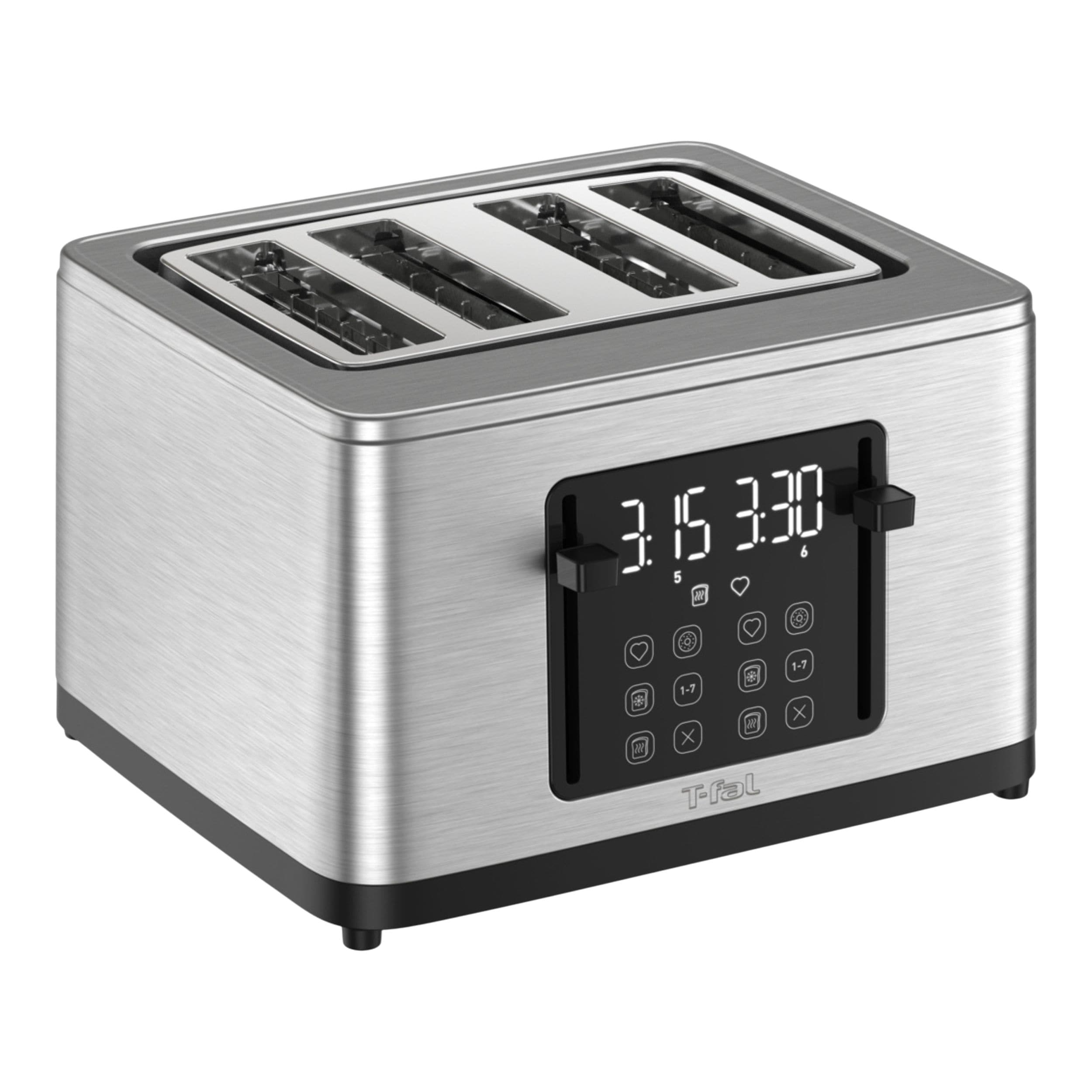 T-fal 4-Scheiben-Digital-Toaster aus Edelstahl, extra breite Schlitze, 7 Bräunungsstufen