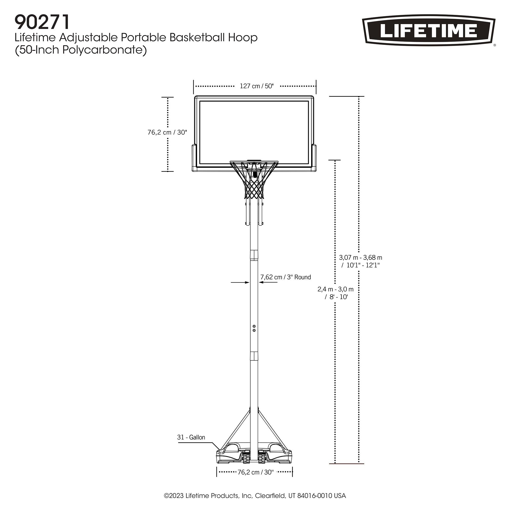 Lifetime tragbares verstellbares Basketball-Backboard, Reifen & Netzsystem, 50-in