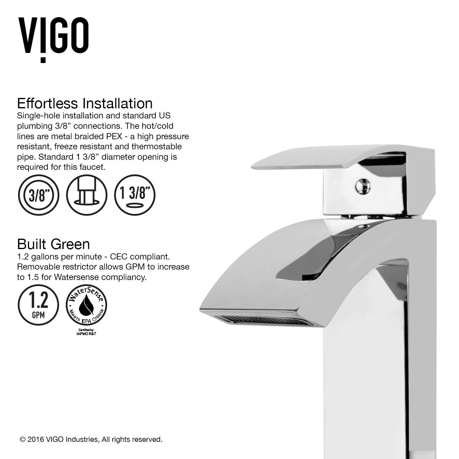 VIGO Duris Single-Handle Single-Loch Bad Waschbecken Armatur, Watersense zertifiziert, Chrom