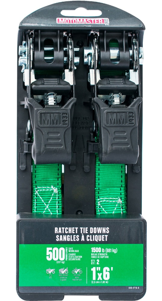 MotoMaster 1.500-lb gepolsterte Ratschenbindebänder, wetterfest, 1-in x 6-ft, 2-pk