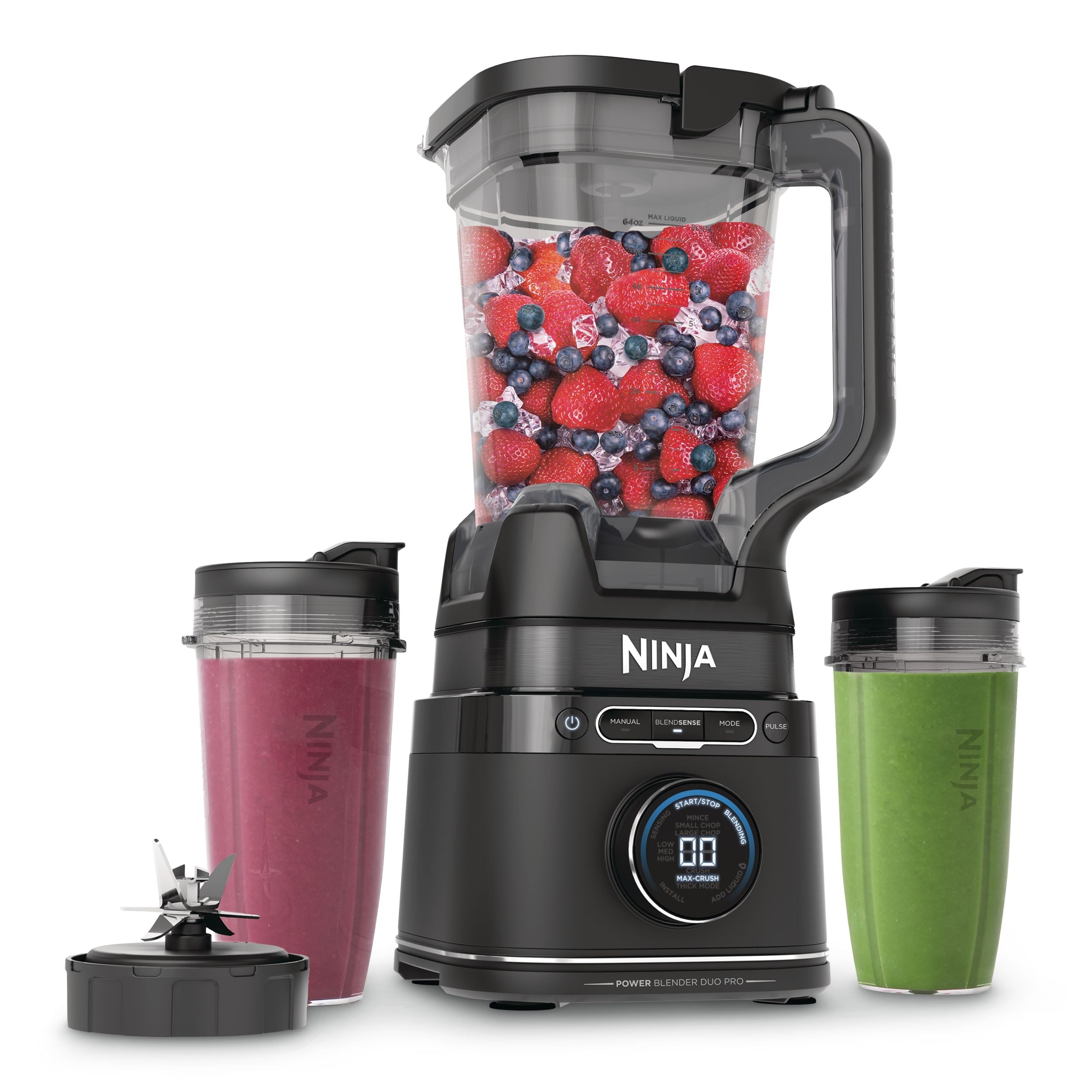 Ninja Blendsense Duo Blender mit 72-oz Full-Size-Pitcher & Pre-Set-Programmen, umfasst zwei 24-oz Single-Serve-Cups, 1800W