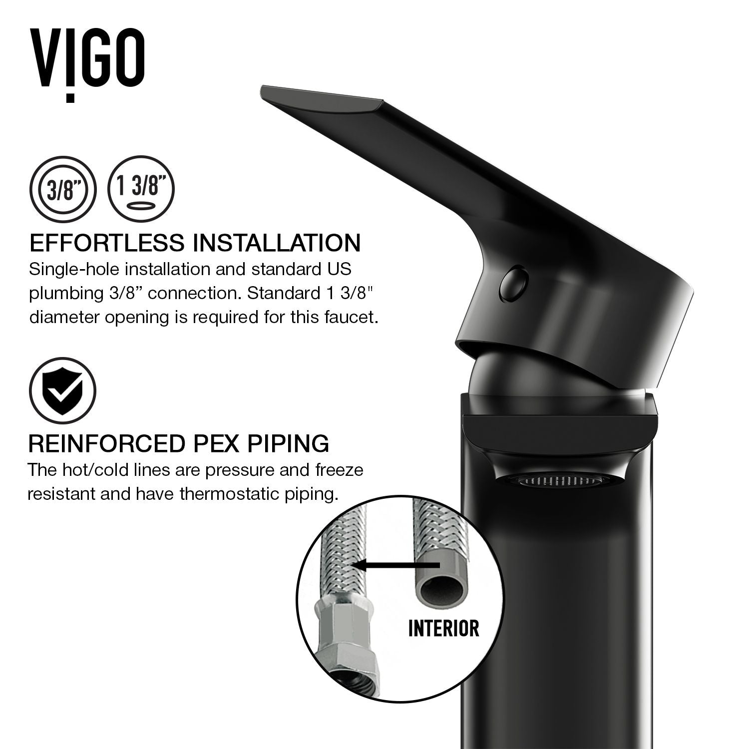 VIGO Davidson single handle single hole badezimmerspülenhahn, watersense zertifiziert, mattschwarz