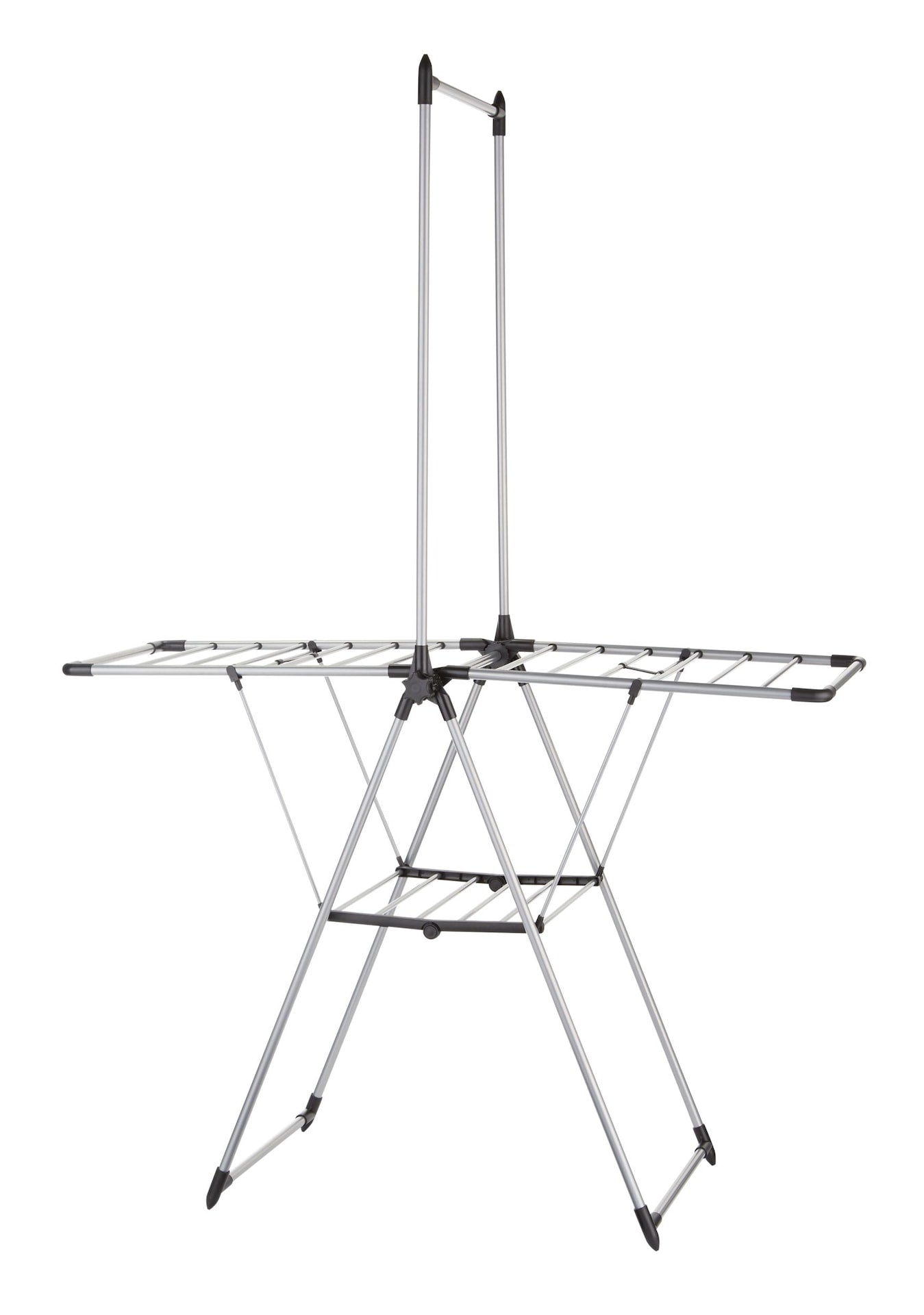 type A verstellbares Trockengestell mit Aufhängestange, 53,5 x 23,6 x 39-in, Silber