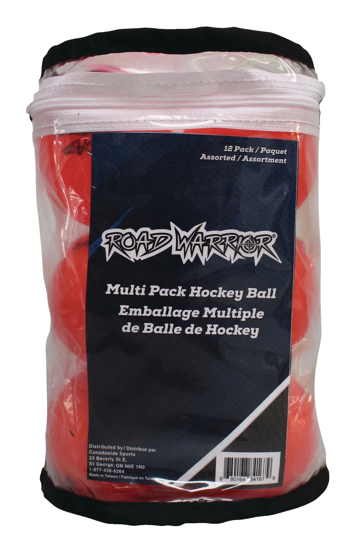 Road Warrior Street Hockey Bälle, verschiedene Farben, 12-pk
