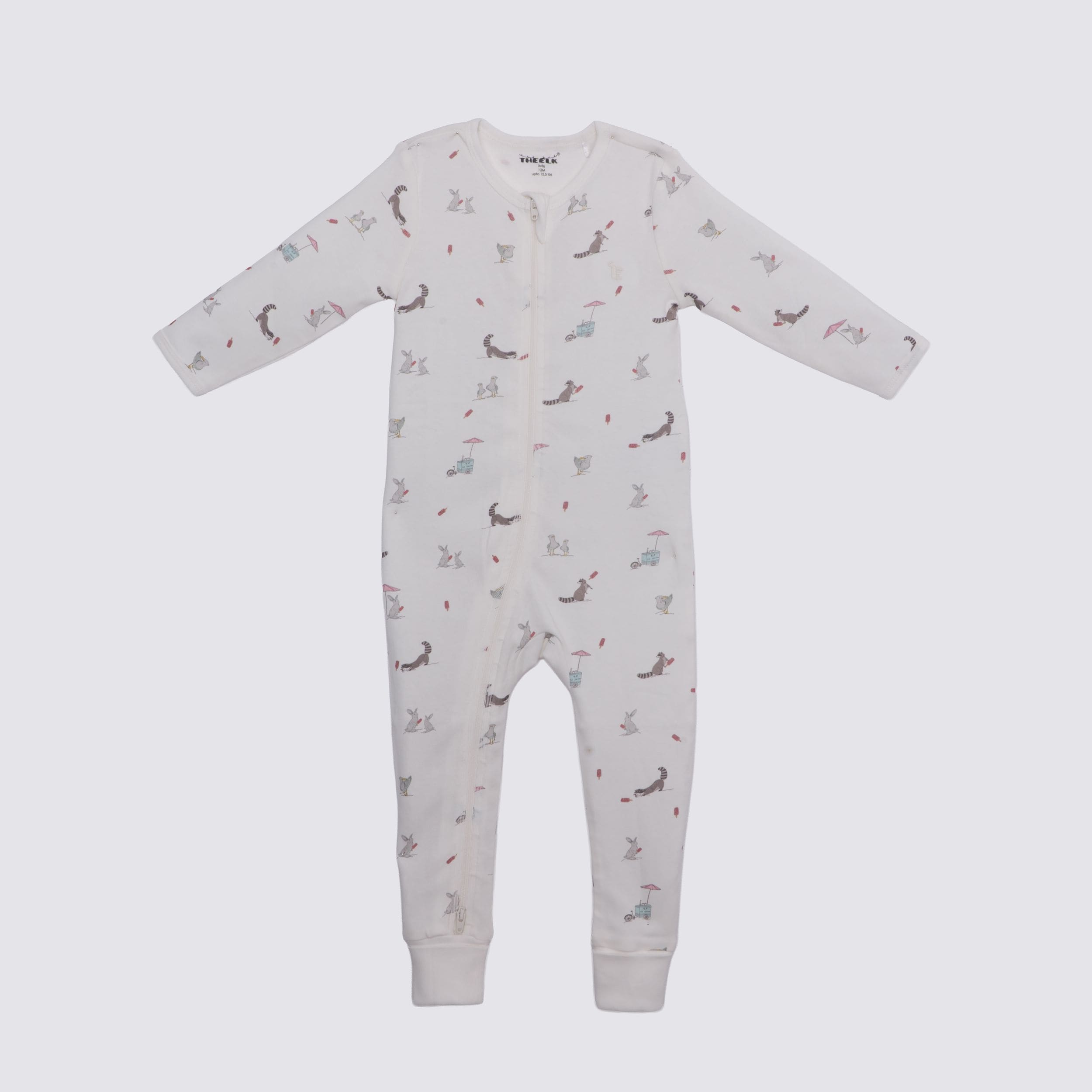 The Elk baby racoon drucken Premium Bio-Baumwolle spielen und wachsen Rippenfuß zippy, verschiedene Größen